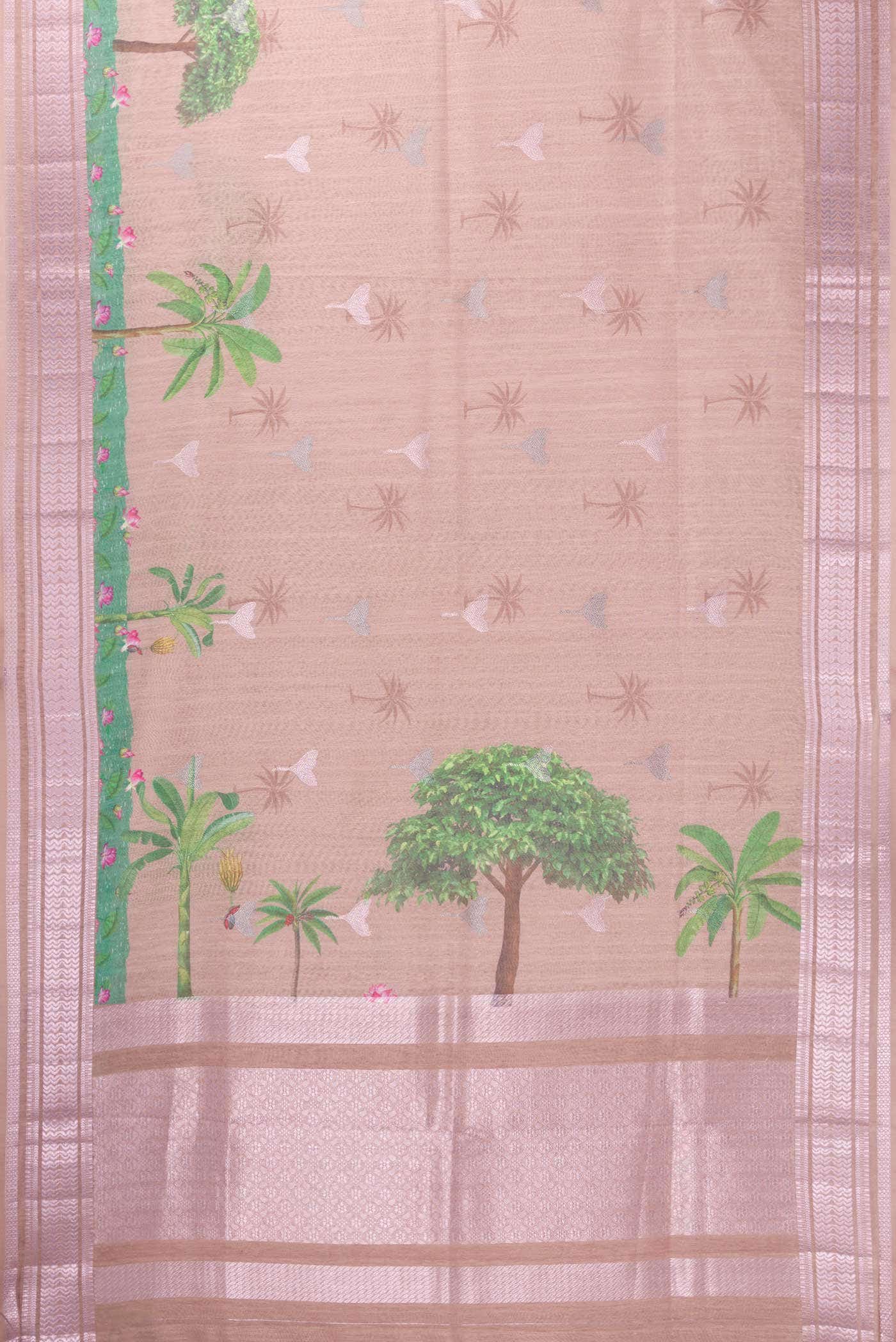 Brown Blended Linen Saree