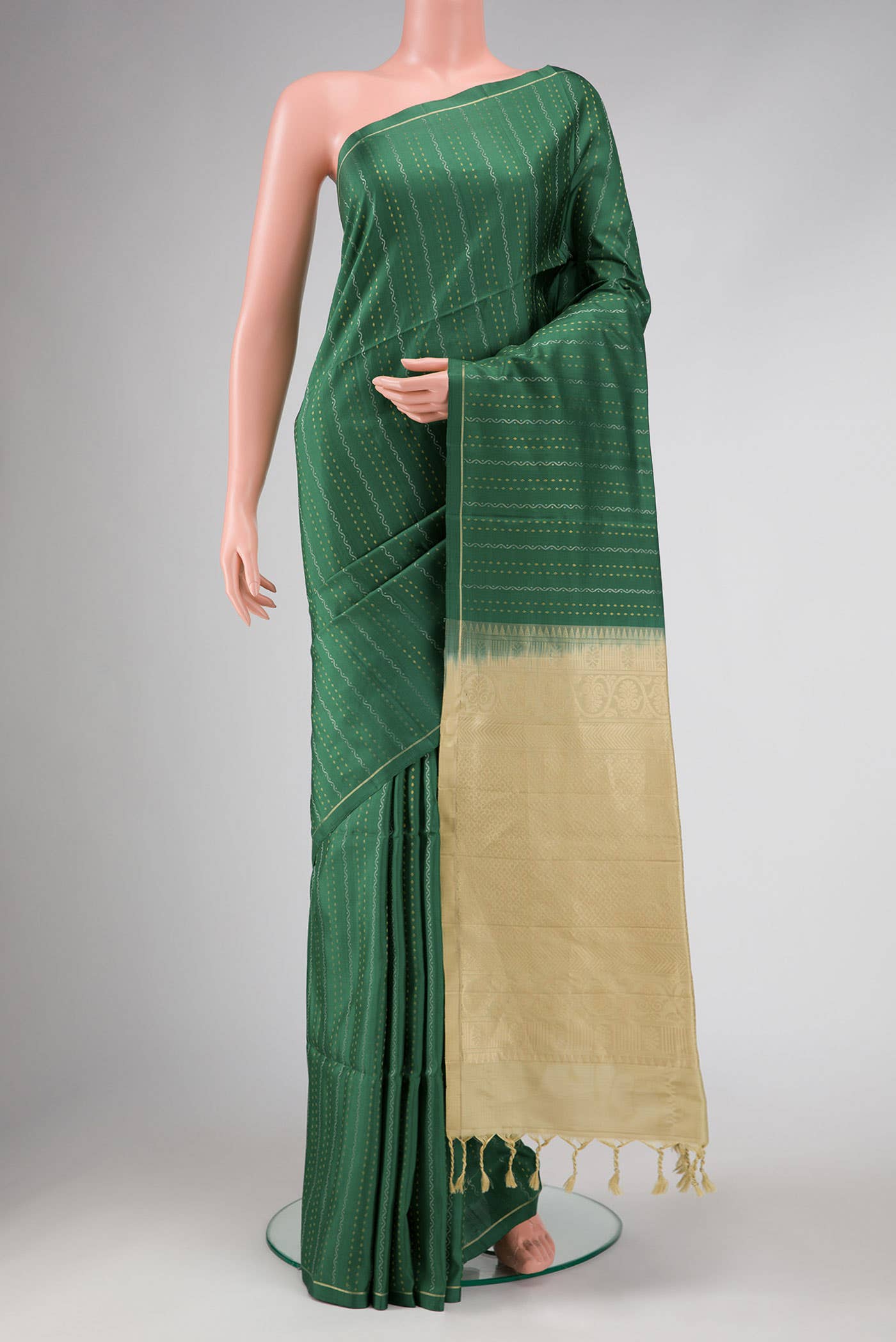 Green Dual Tone Soft Silk Saree