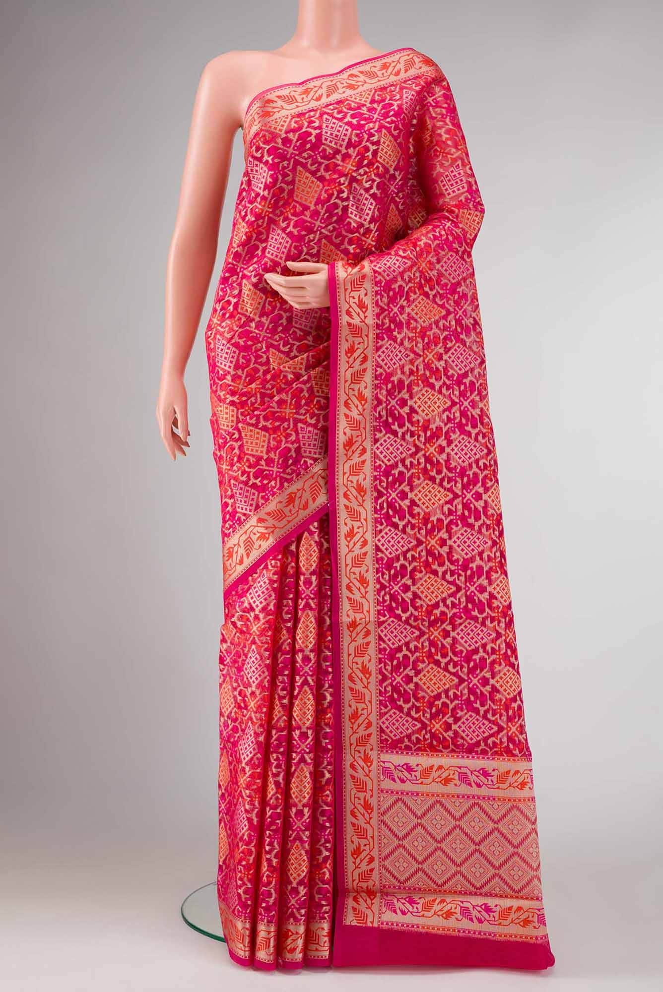Dark Pink Dual Tone Blended Kota Silk Saree