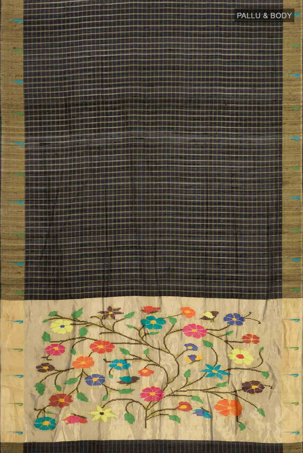 Black Bhagalpuri Tussar Silk Saree