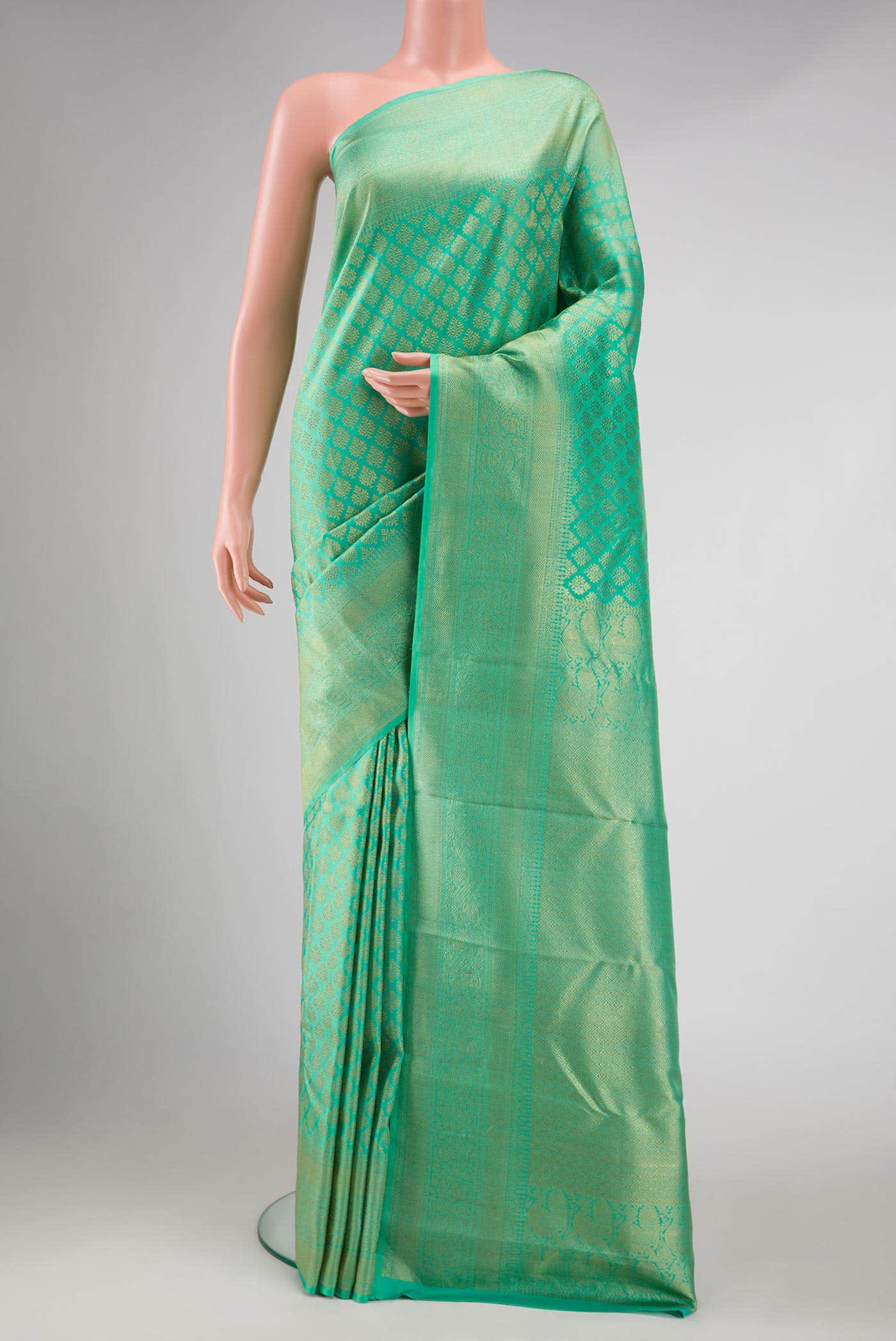 Sea Green Dual Tone Kanchipuram Silk Saree