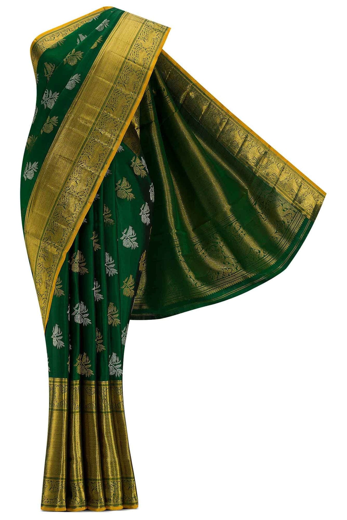 Bottle Green Kanjivaram Silk Saree