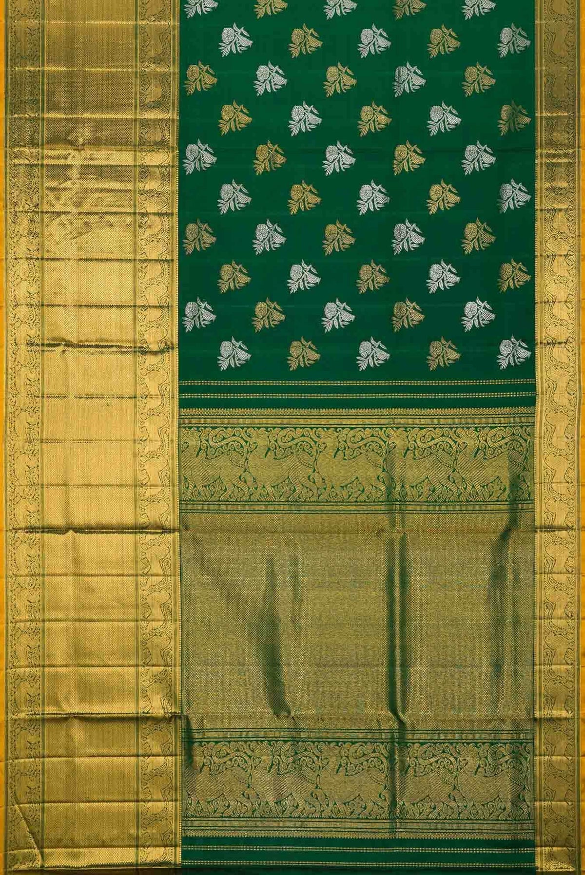 Bottle Green Kanjivaram Silk Saree