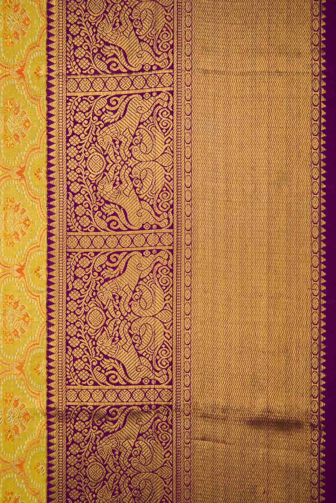 Yellow Kanchipuram Tissue Silk Saree