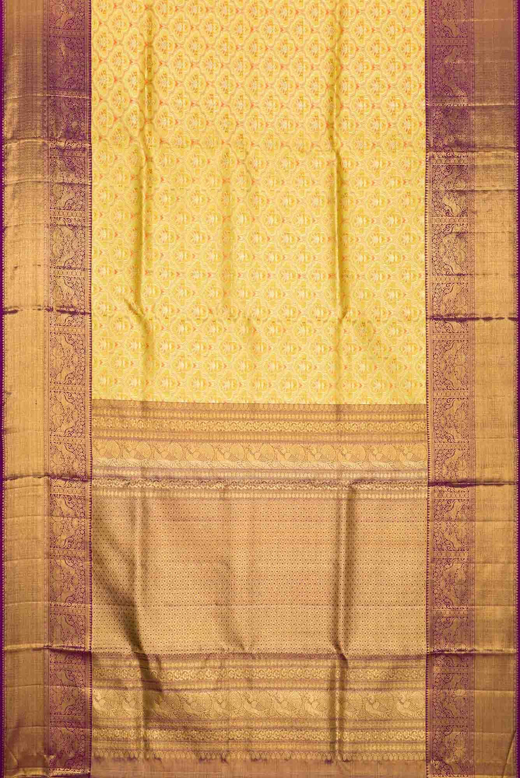 Yellow Kanchipuram Tissue Silk Saree