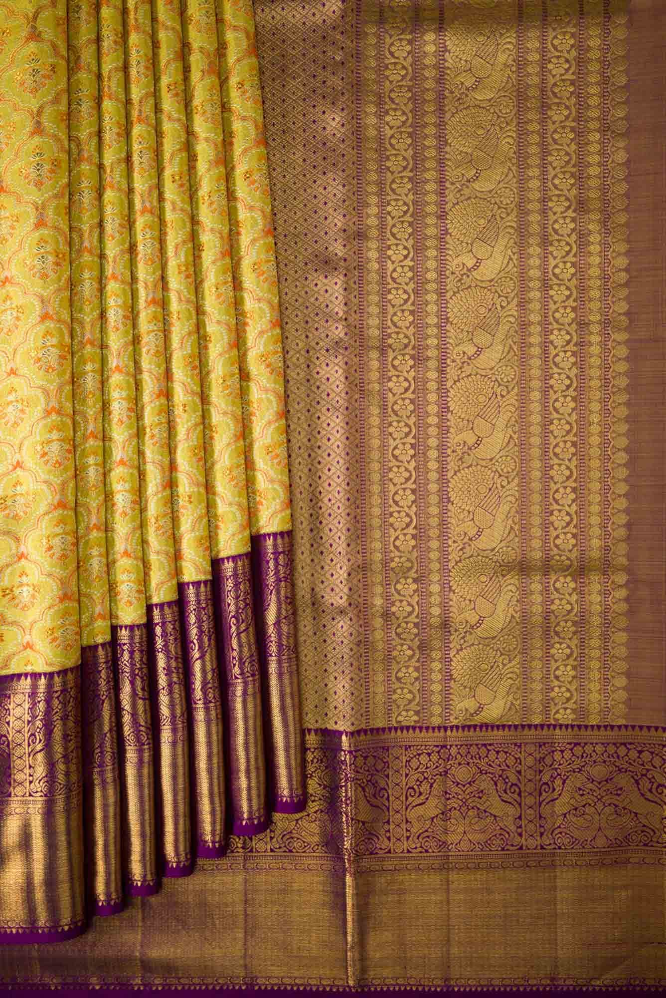 Yellow Kanchipuram Tissue Silk Saree