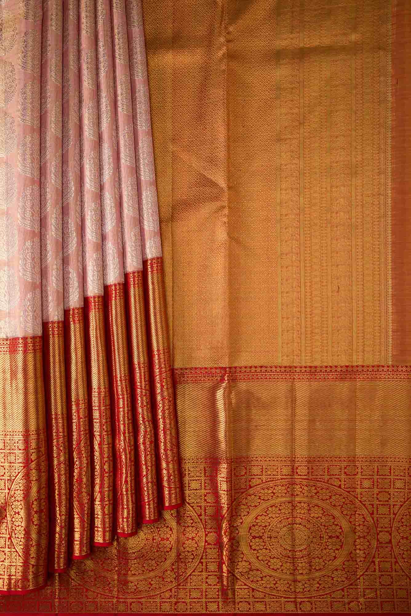 Rose Pink Kanchipuram Tissue Silk Saree