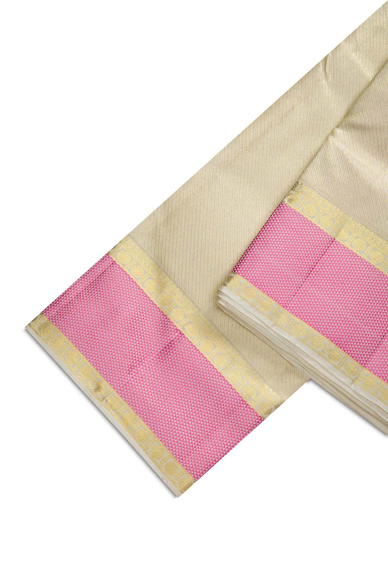 Gold Silk Dhoti With Angavastram (8X4) Muzham