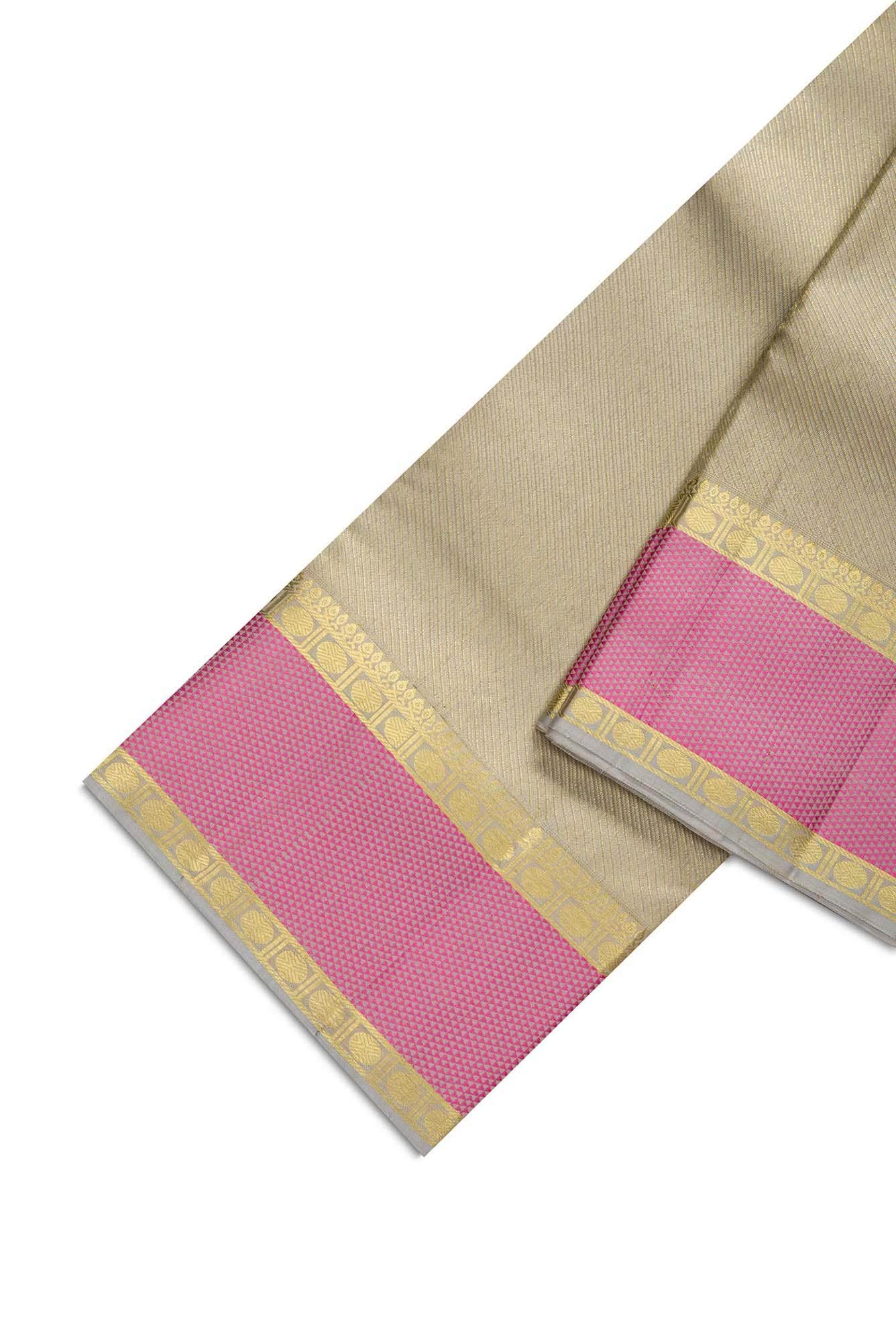 Gold Silk Dhoti With Angavastram (8X4) Muzham