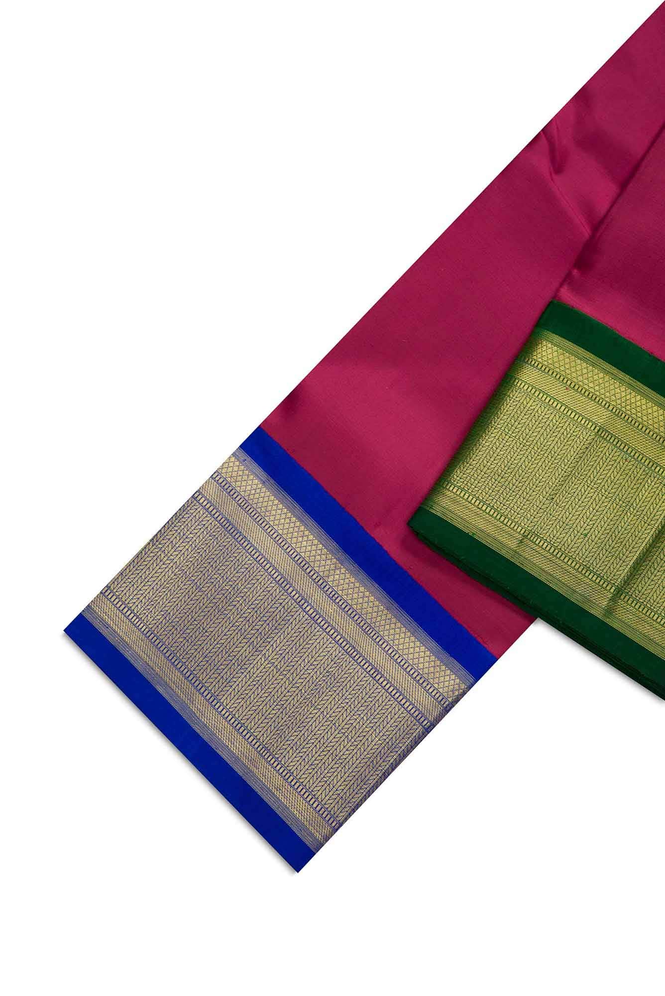 Dark Pink Silk Dhoti With Angavastram (9X 5) Muzham