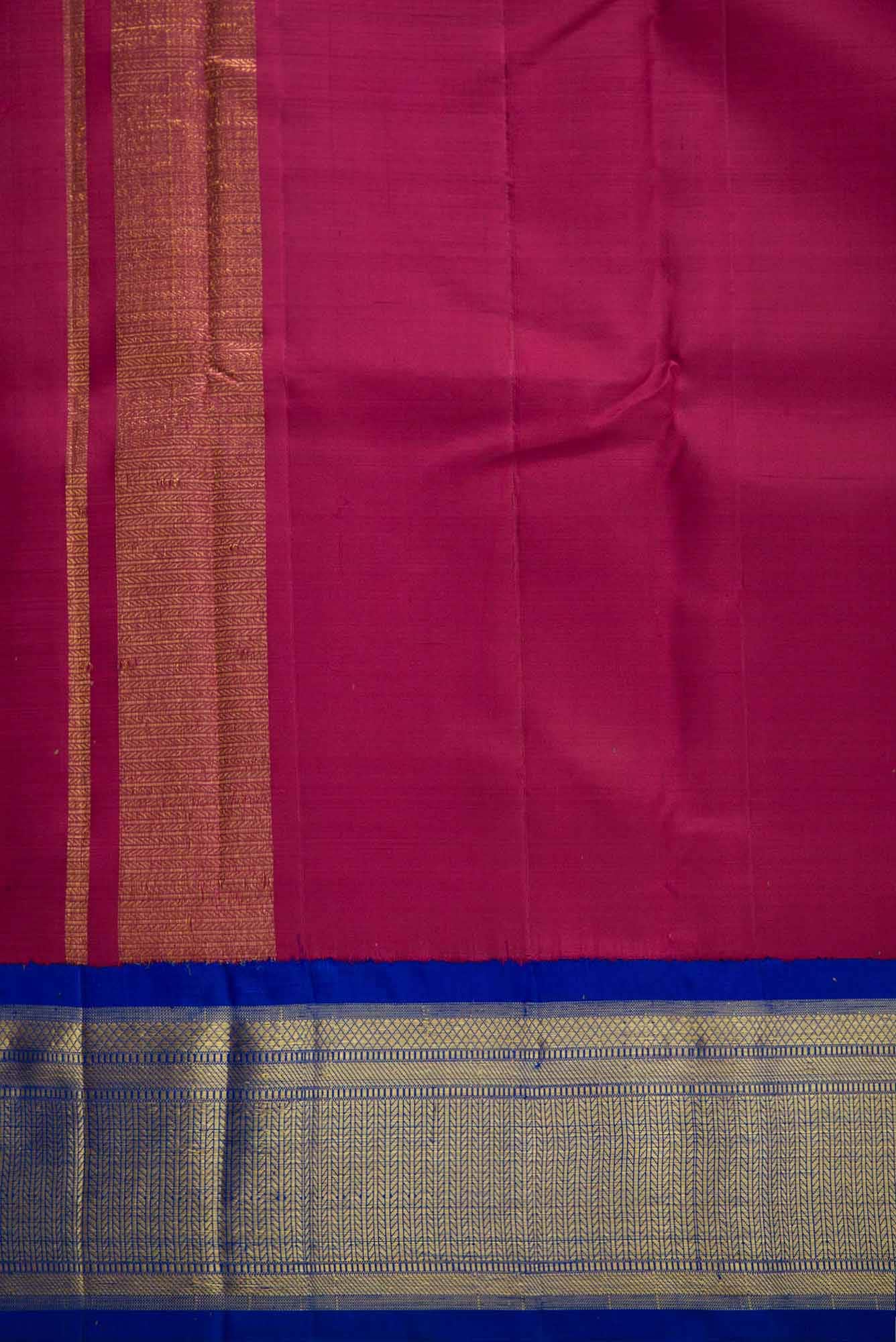 Dark Pink Silk Dhoti With Angavastram (9X 5) Muzham