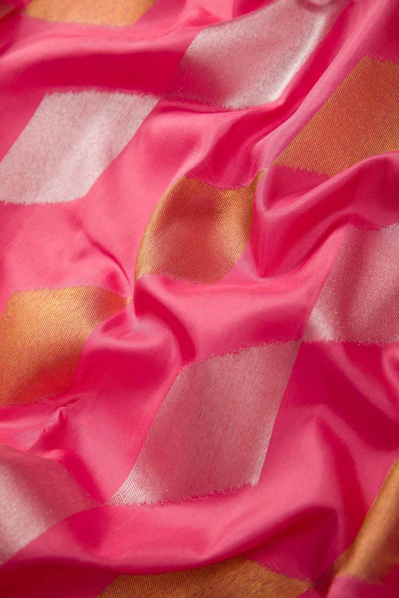 Pure Silk Pure Zari Pink Dual Tone Kanchipuram Saree