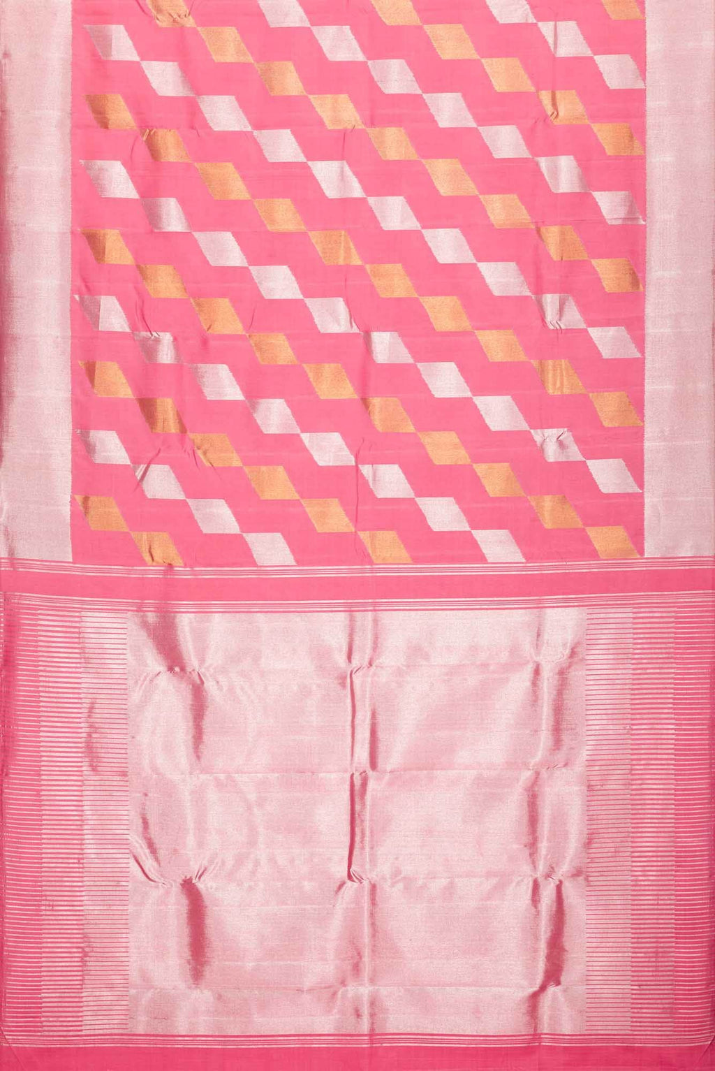 Pure Silk Pure Zari Pink Dual Tone Kanchipuram Saree