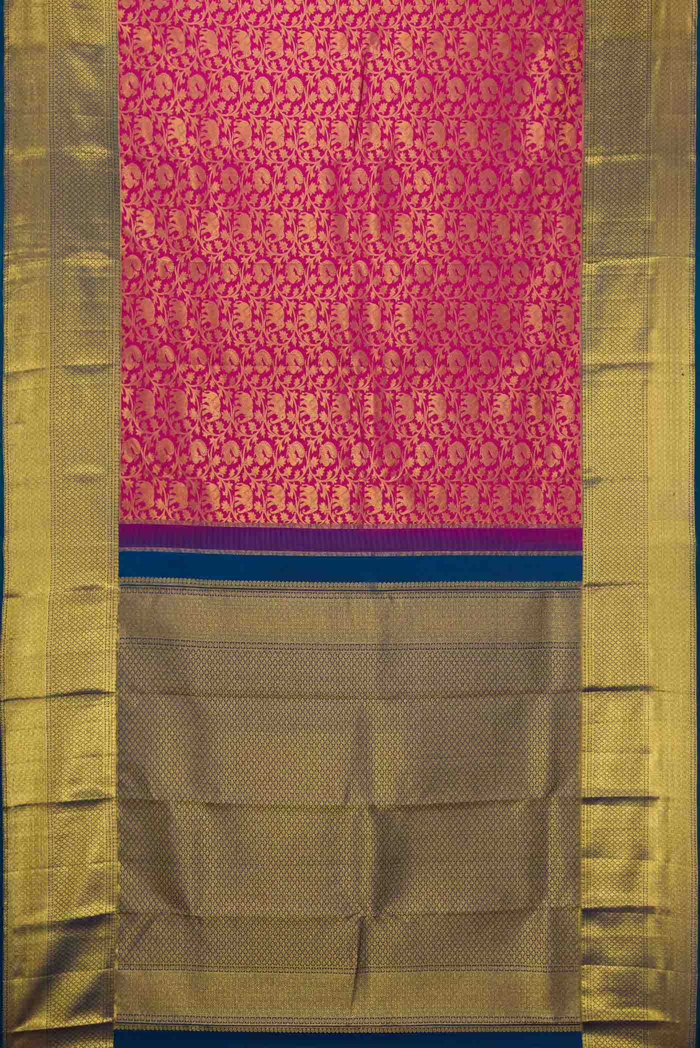 Dark Pink Dual Tone Kanchipuram Silk Saree