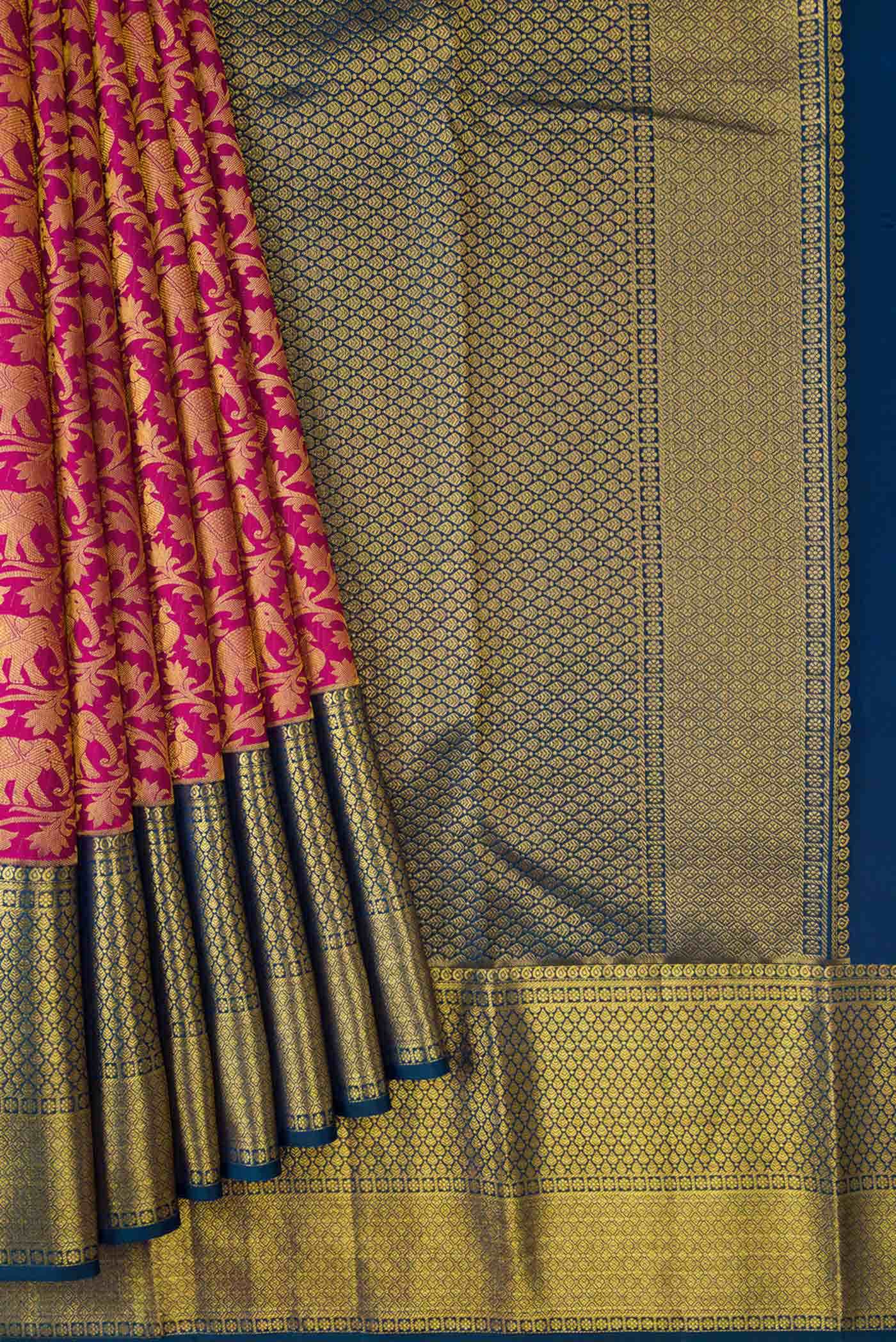 Dark Pink Dual Tone Kanchipuram Silk Saree