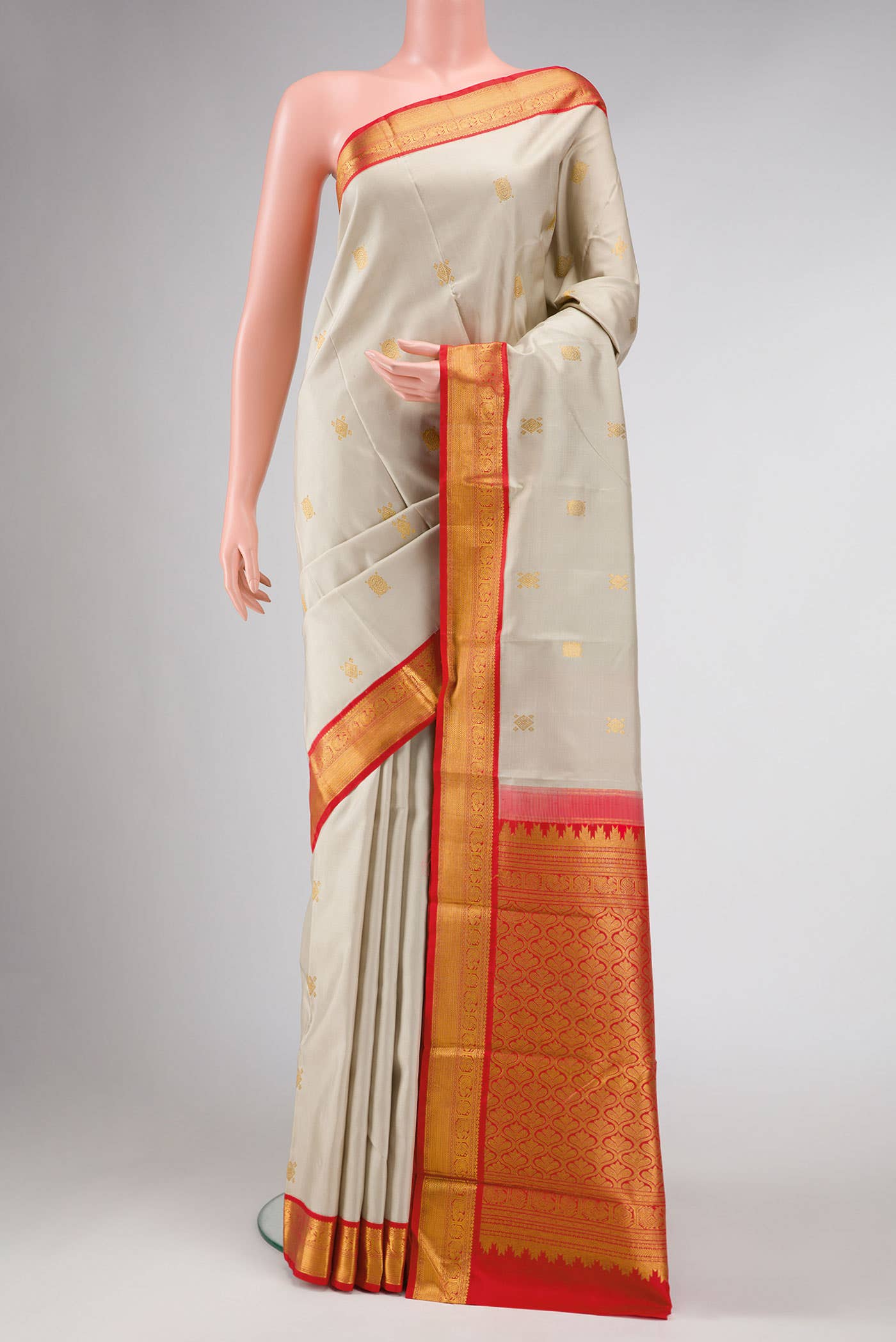 Dark Beige Kanchipuram Silk Saree