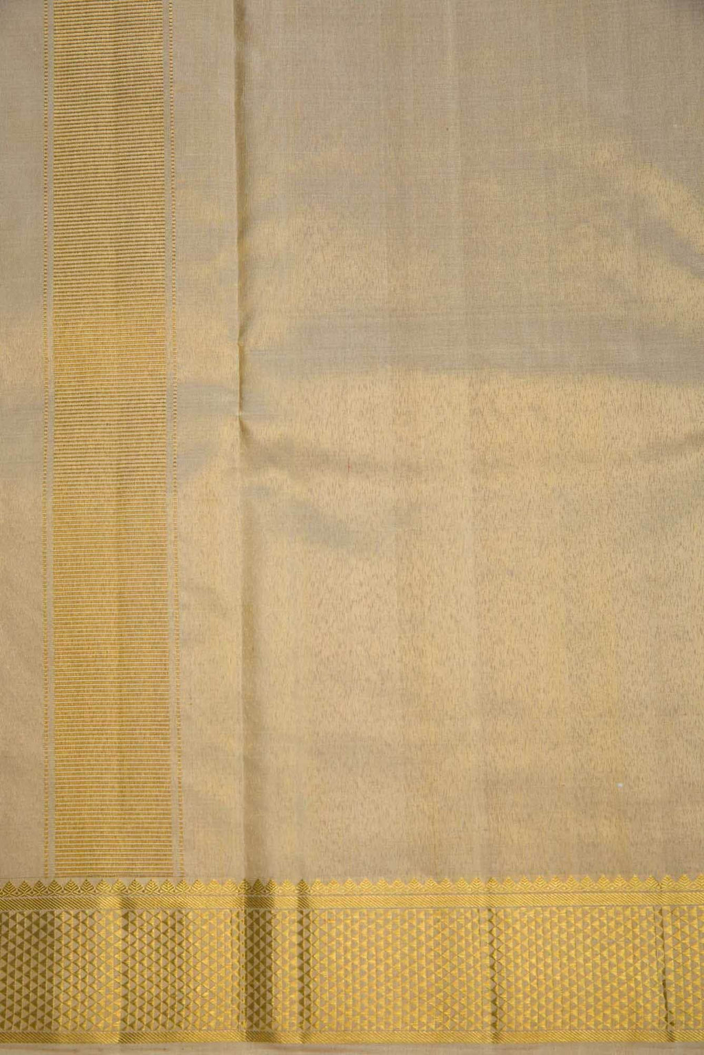 Cream Silk Dhoti With Angavastram (9X 5) Muzham