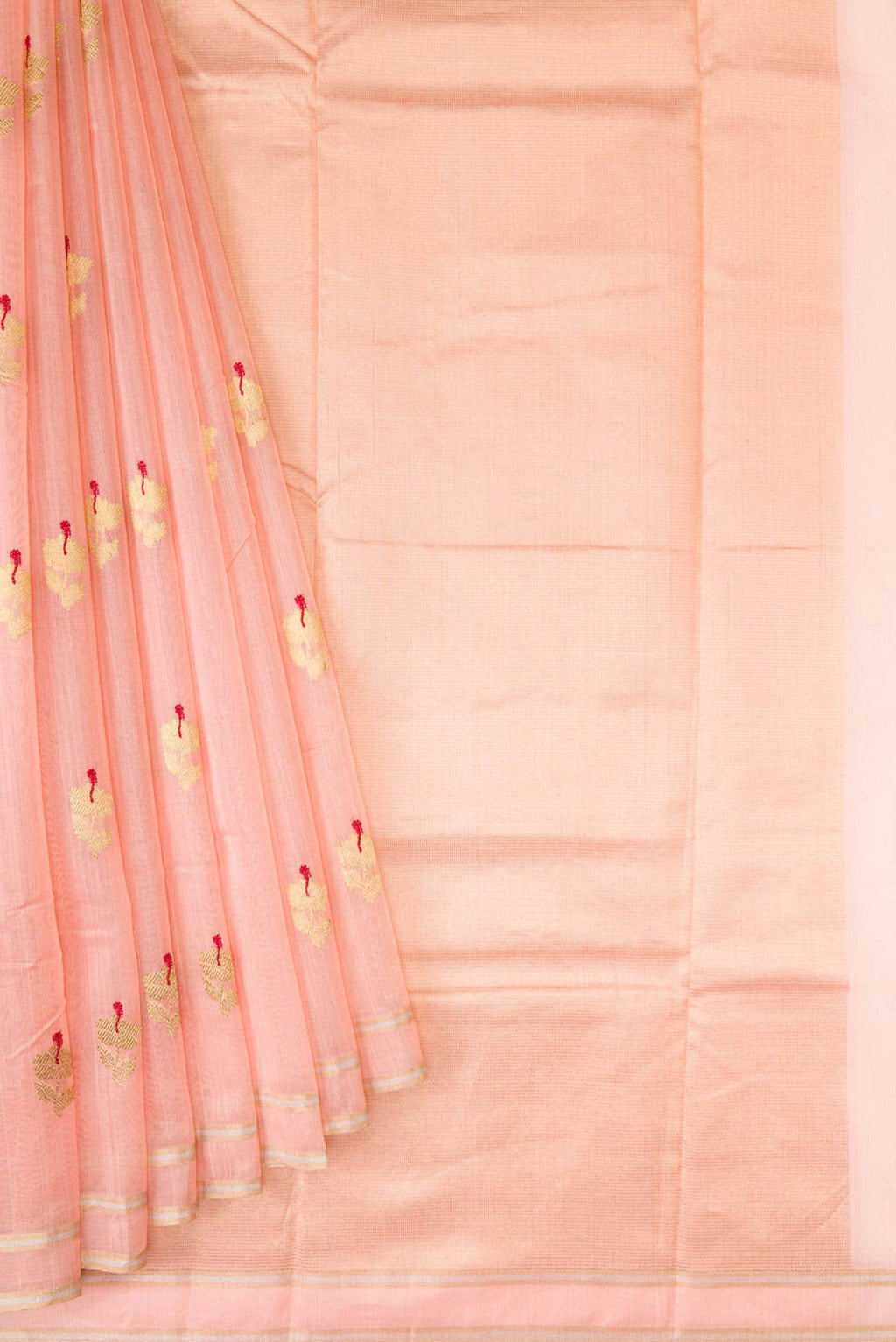 Peach Chanderi Silk Saree