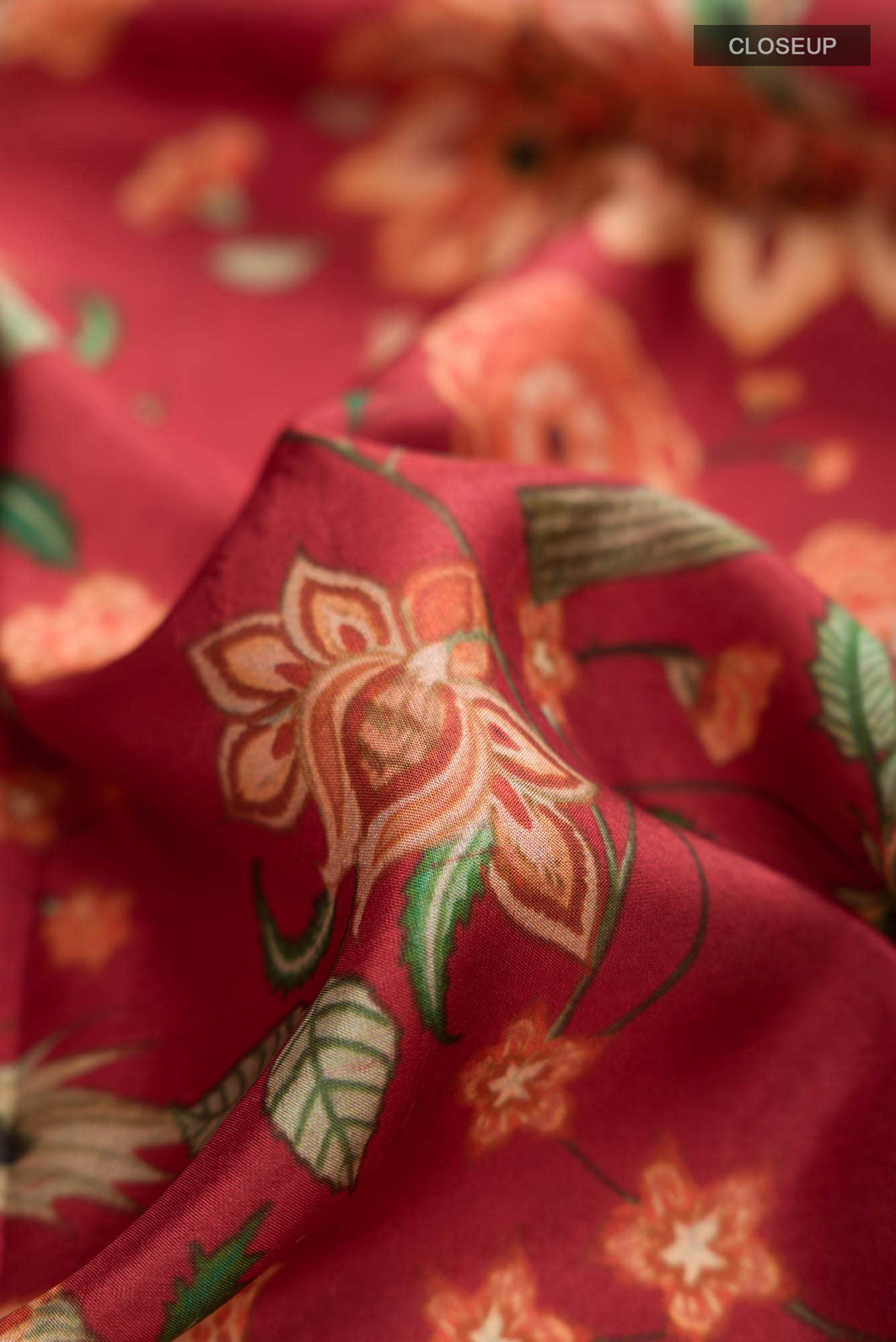 Rust Printed Silk Saree