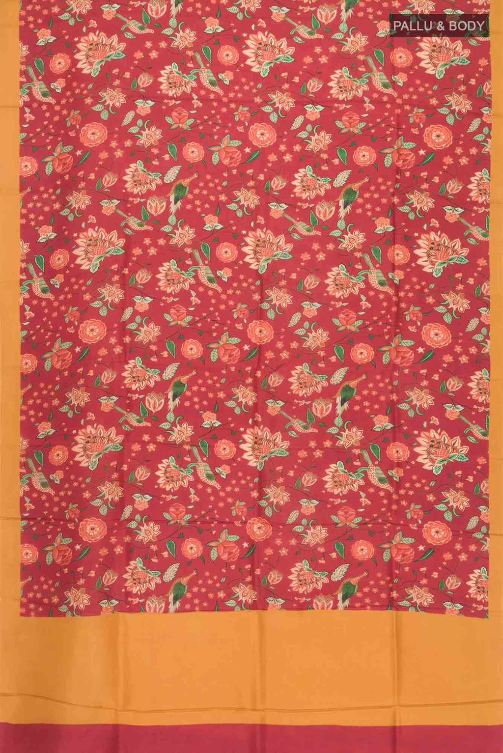 Rust Printed Silk Saree