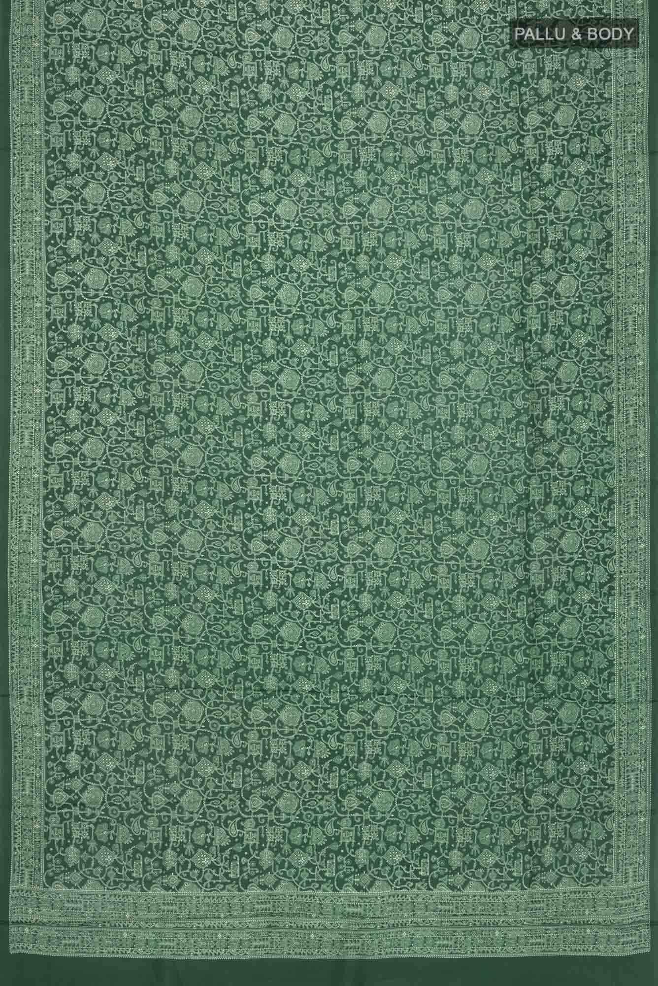 Green Printed Silk Saree