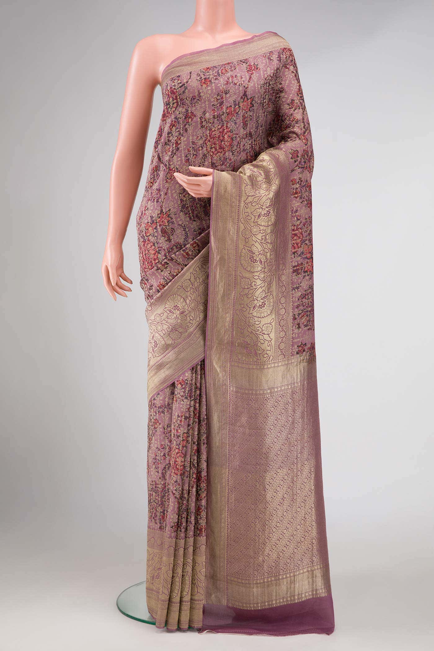 Lavender Dual Tone Banarasi Georgette Saree