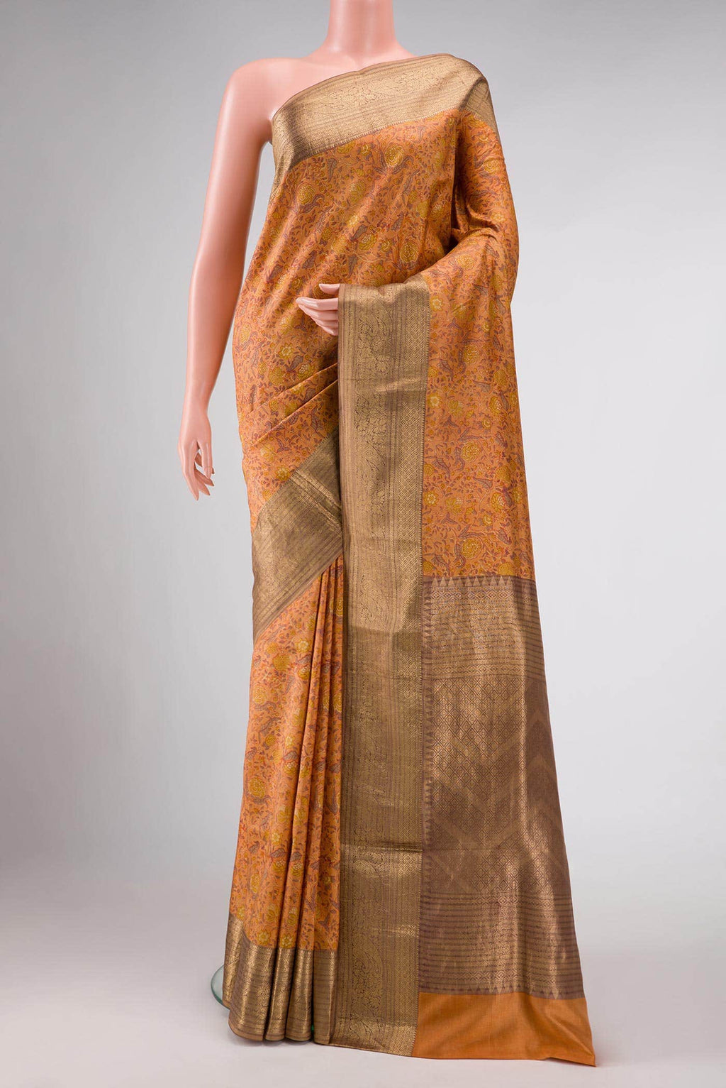 Mustard Kanchipuram Silk Saree