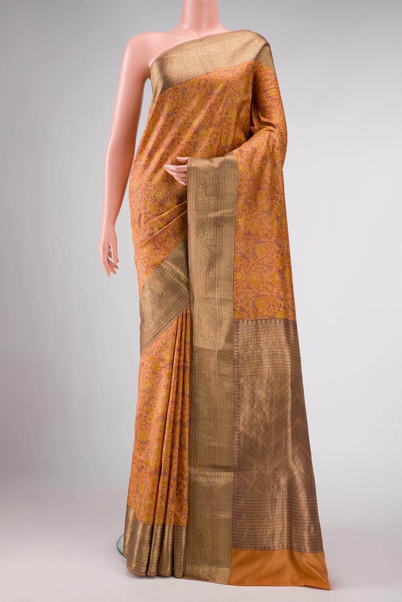 Mustard Kanchipuram Silk Saree