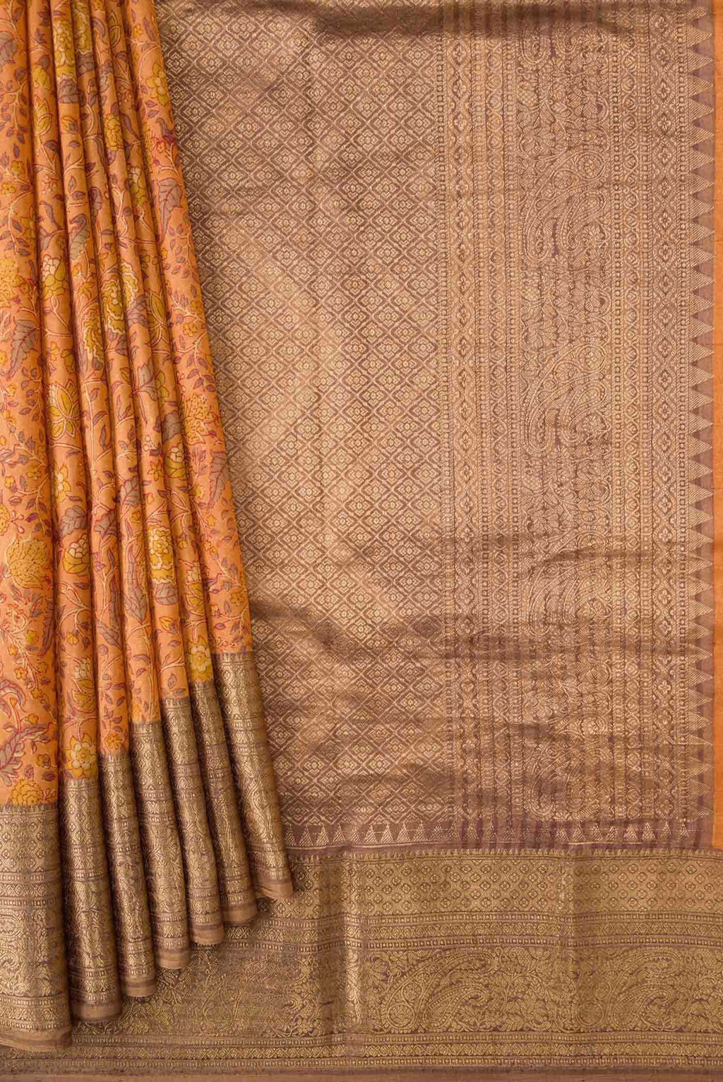 Mustard Kanchipuram Silk Saree