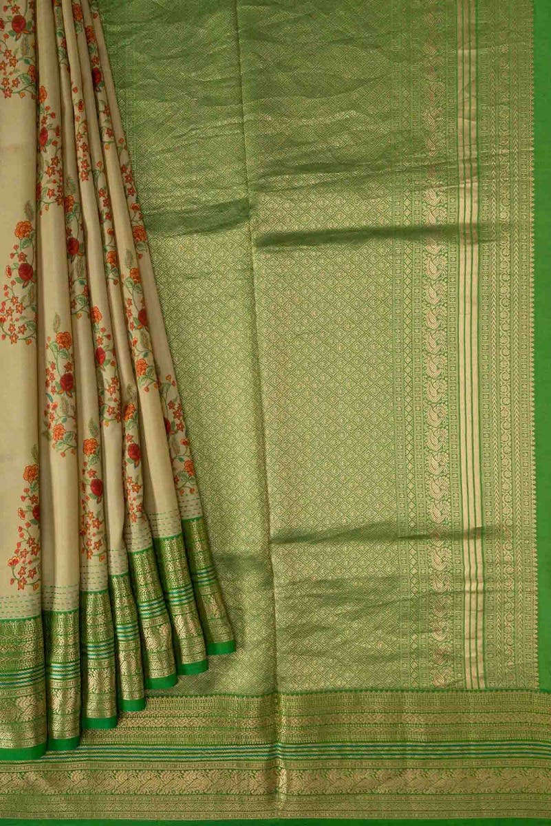 Beige Dual Tone Kanchipuram Silk Saree