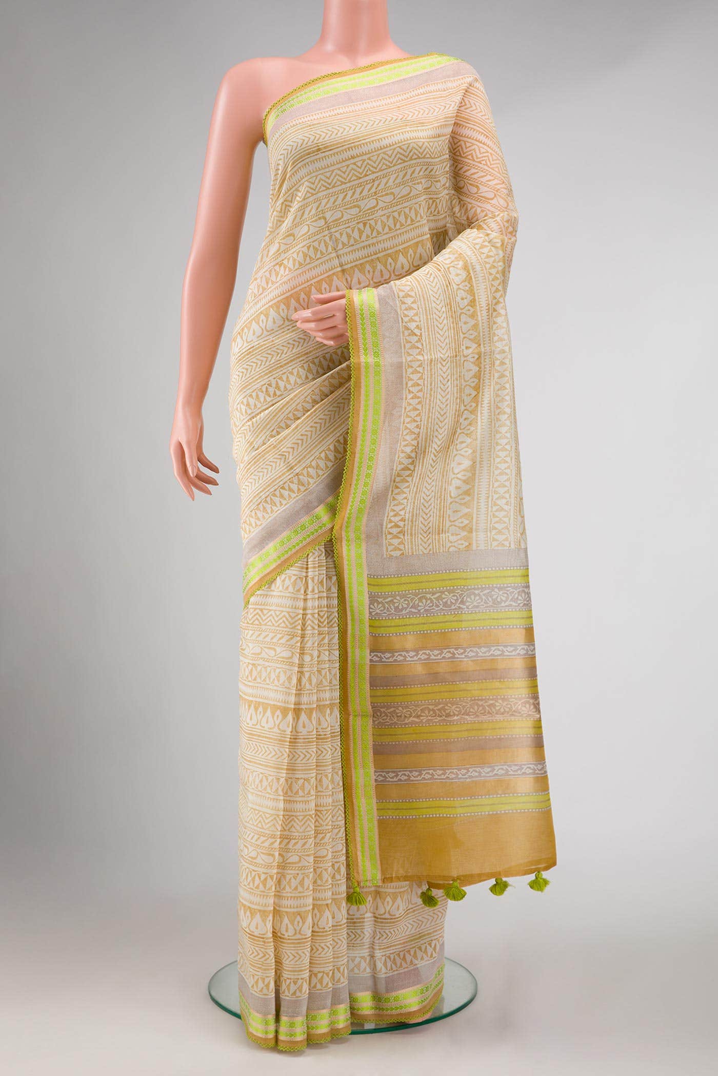Off White Chanderi Silk Cotton Saree