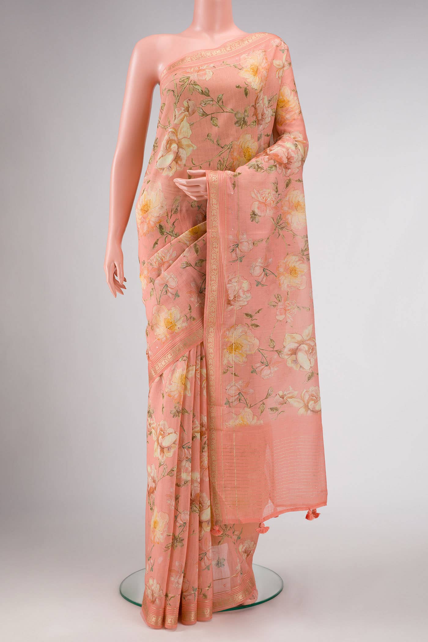 Peach Dual Tone Chanderi Silk Saree