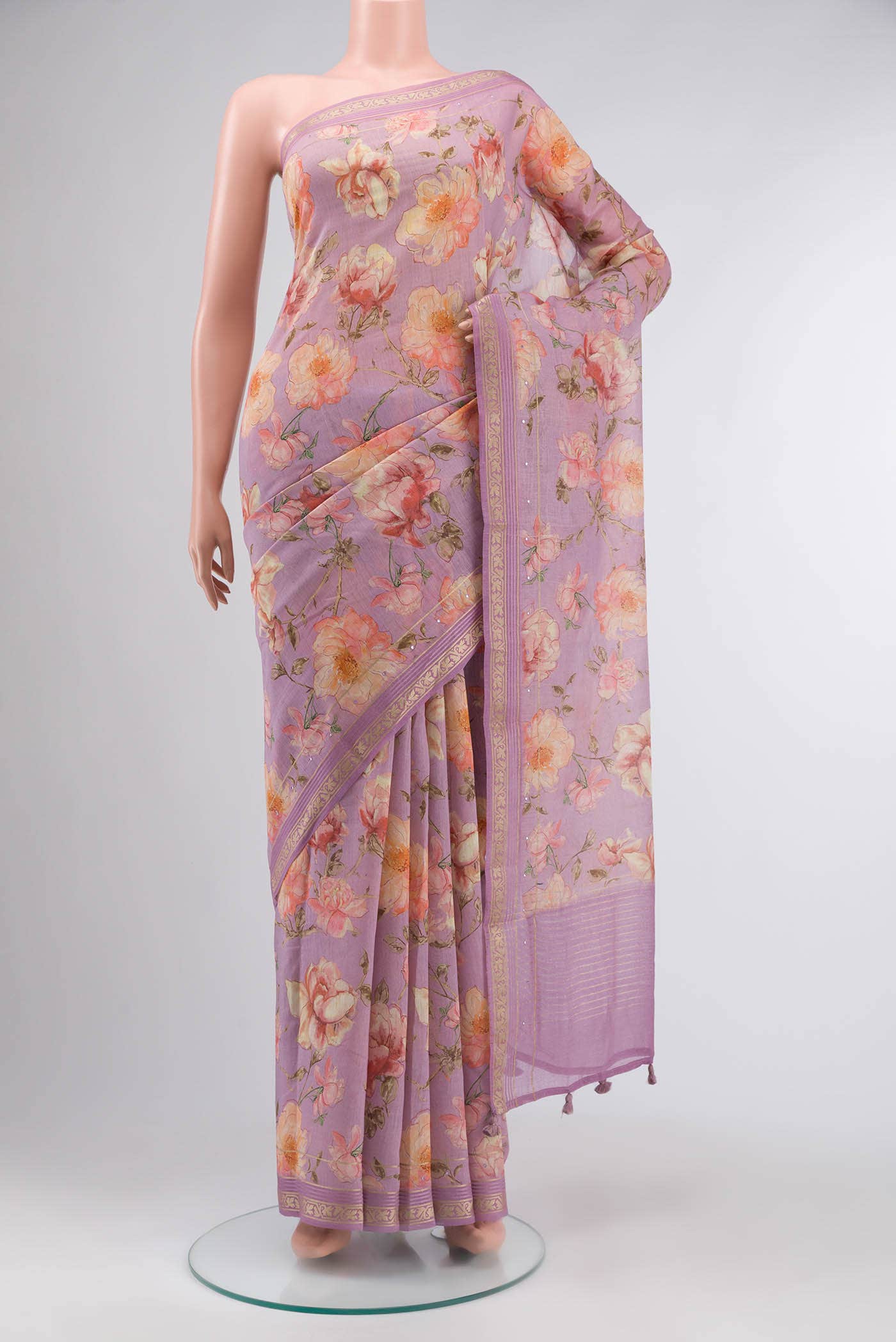 Lavender Tussar Silk Saree