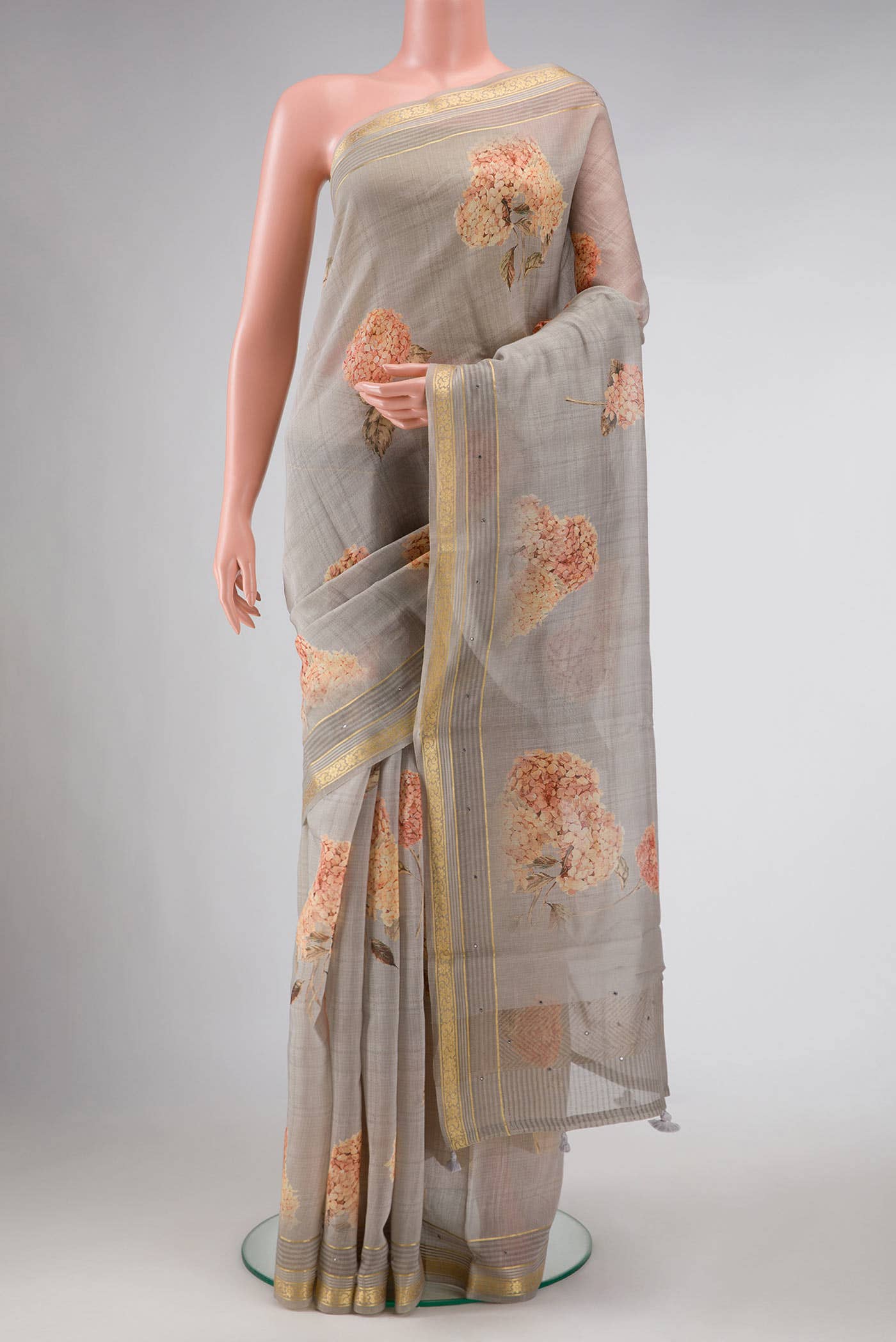 Grey Chanderi Silk Saree