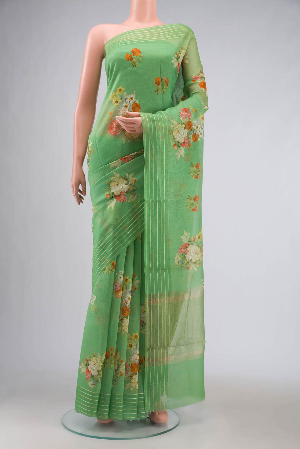 Green Silk Cotton Saree