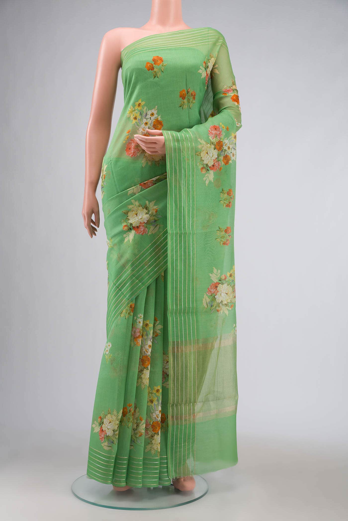 Green Silk Cotton Saree
