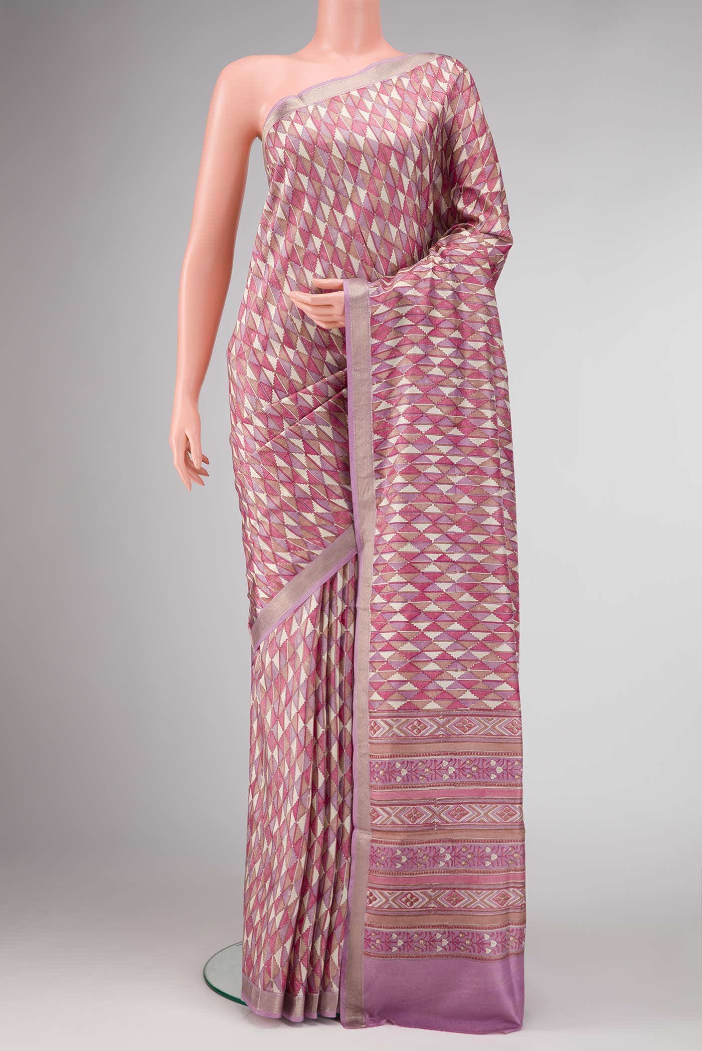 Dark Pink Dual Tone Kanchipuram Silk Saree