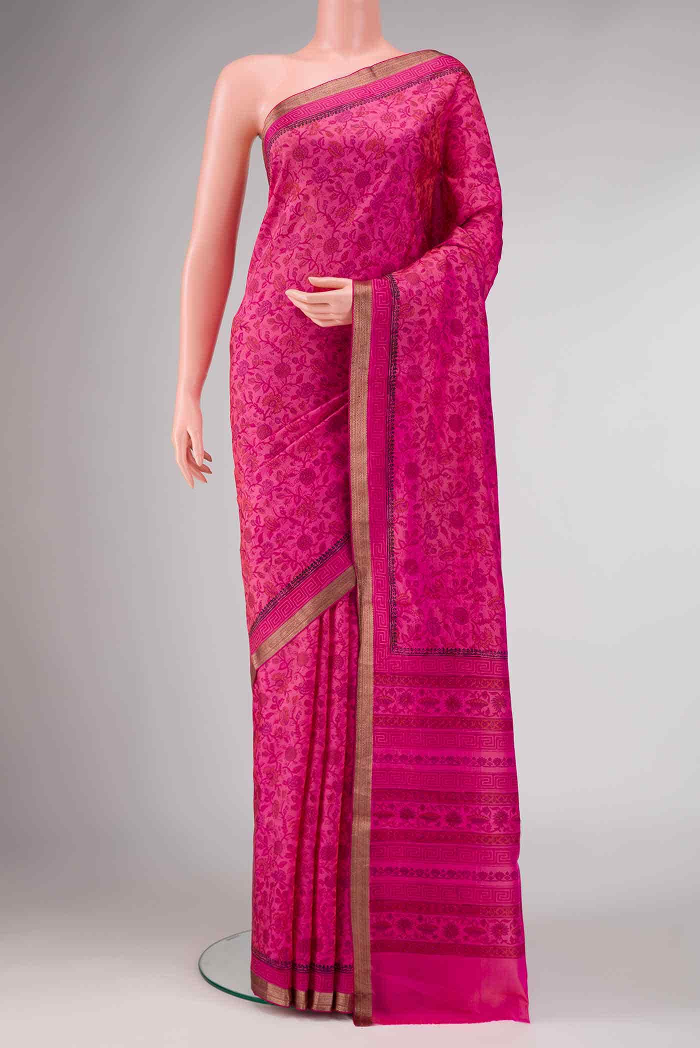 Dark Pink Dual Tone Kanchipuram Silk Saree