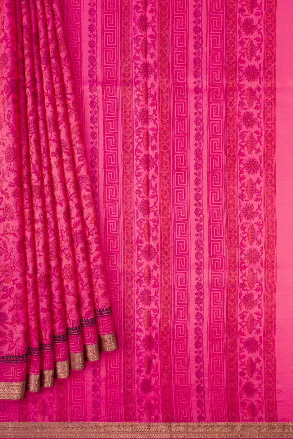 Dark Pink Dual Tone Kanchipuram Silk Saree