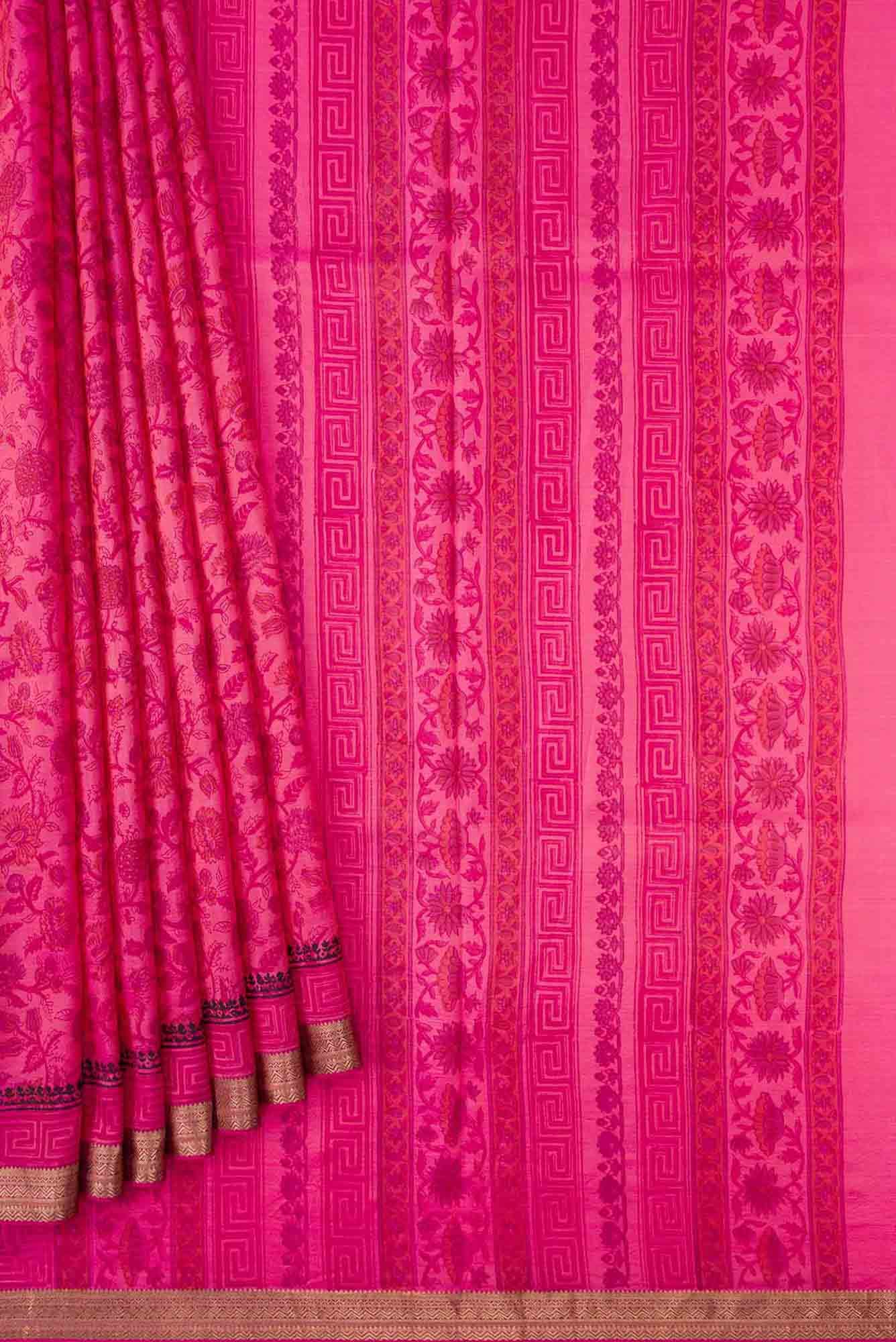 Dark Pink Dual Tone Kanchipuram Silk Saree