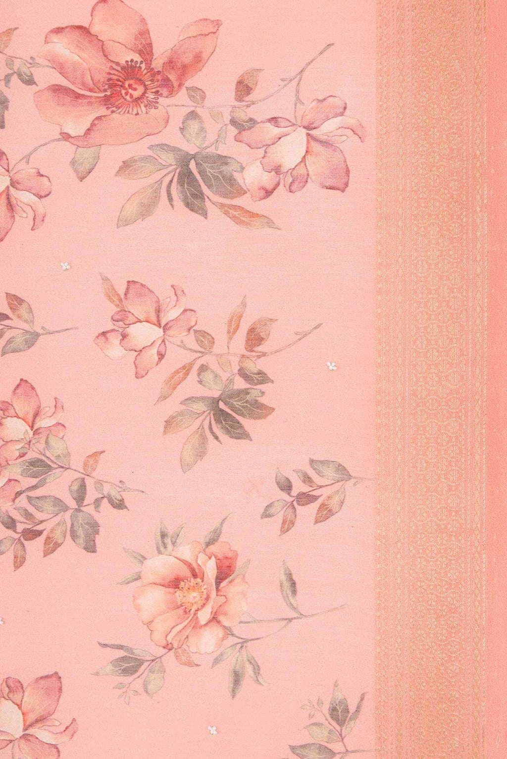 Peach Chanderi Silk Saree