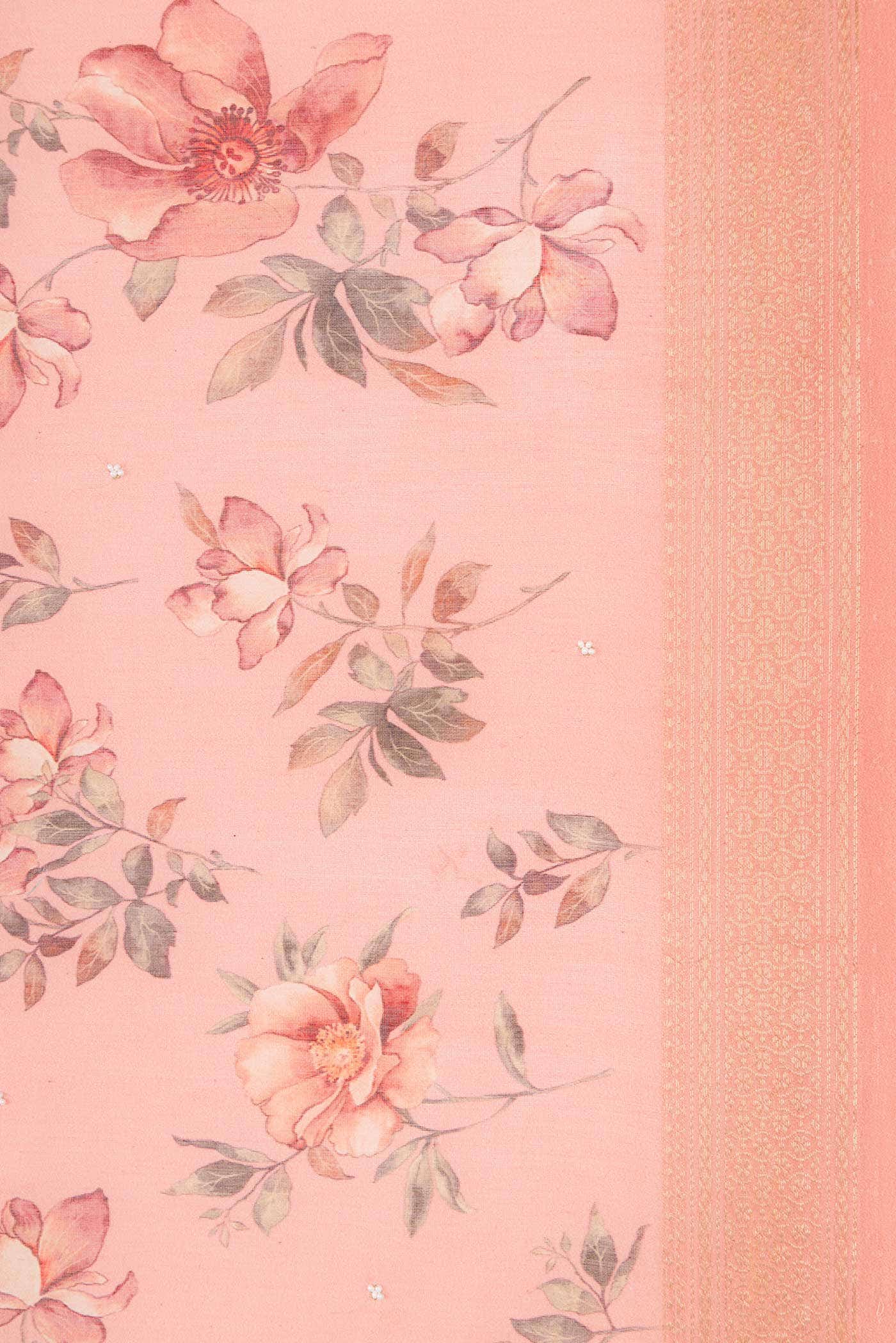 Peach Chanderi Silk Saree