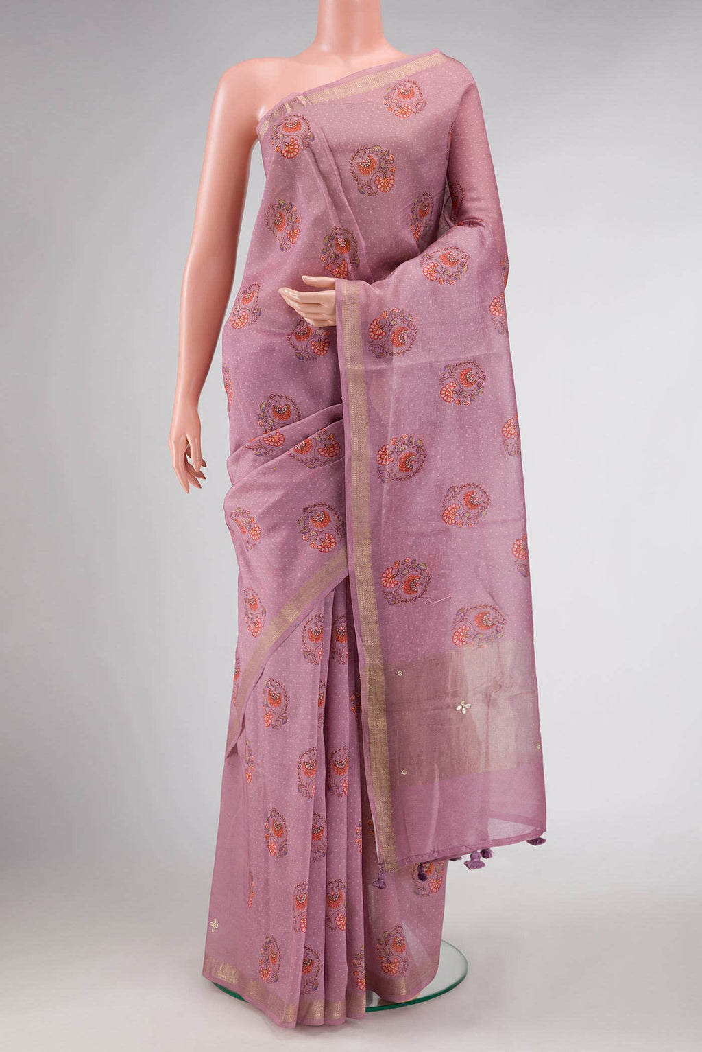 Pink Dual Tone Jute Silk Saree