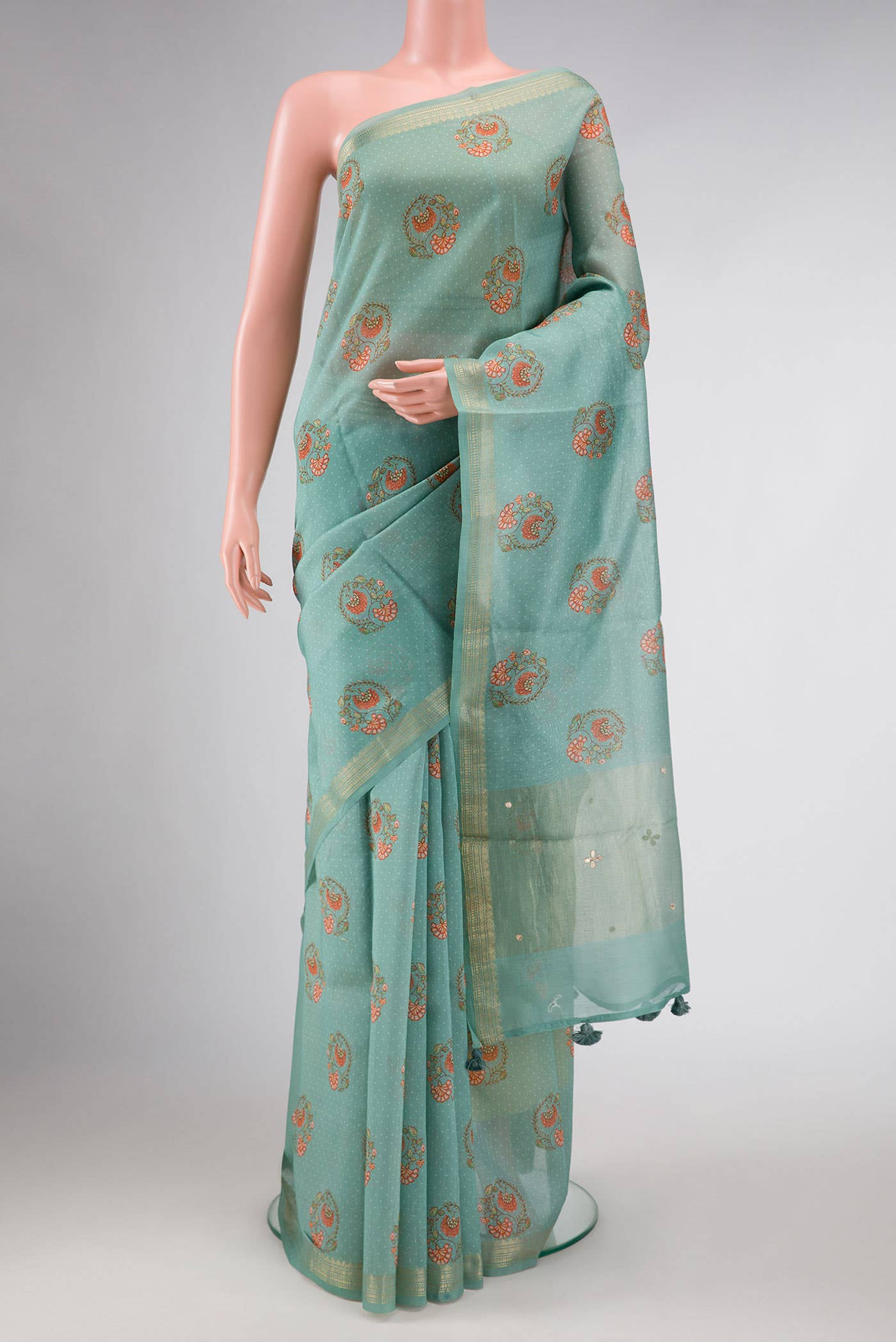 Light Green Dual Tone Tussar Silk Saree