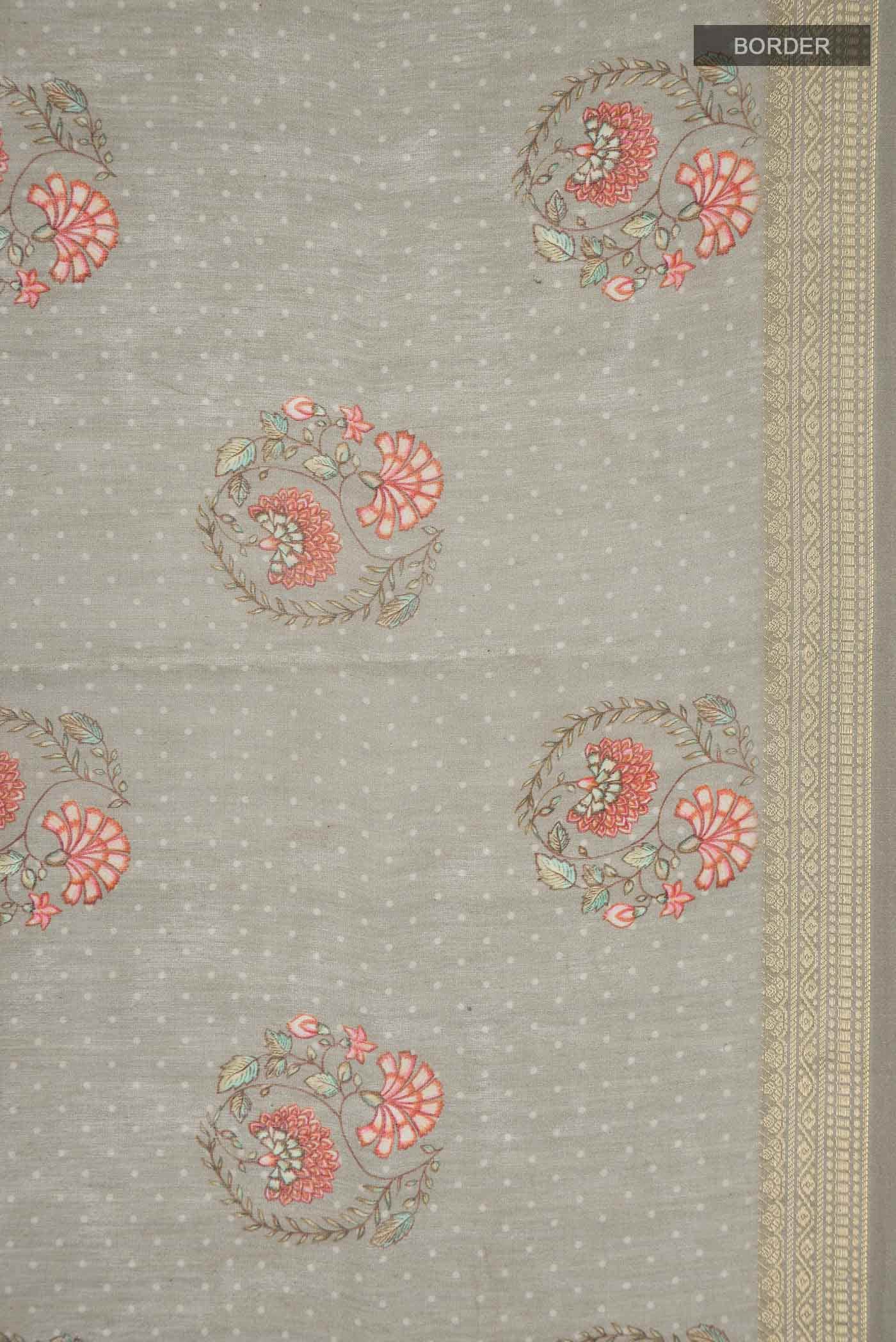 Grey Silk Cotton Saree