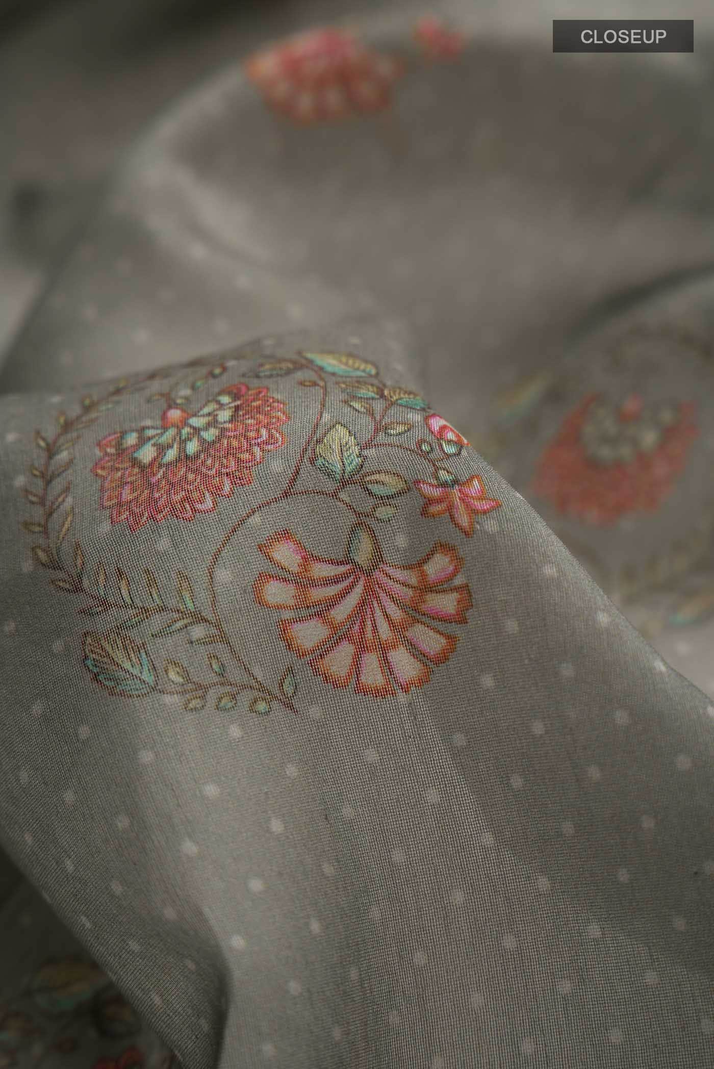Grey Silk Cotton Saree