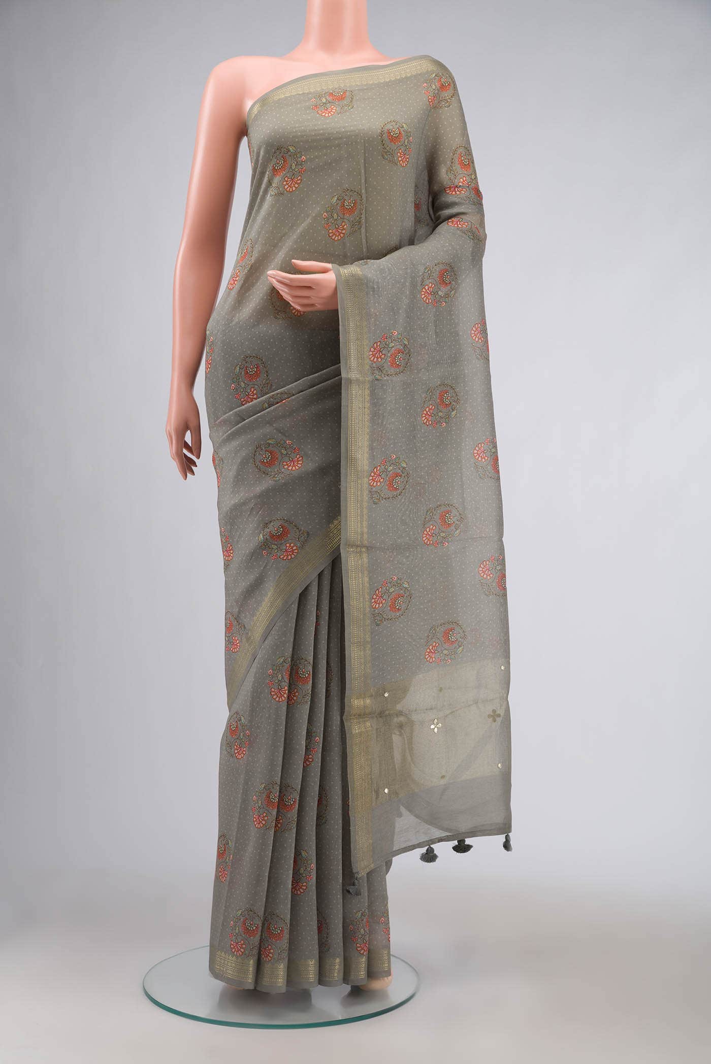 Grey Silk Cotton Saree