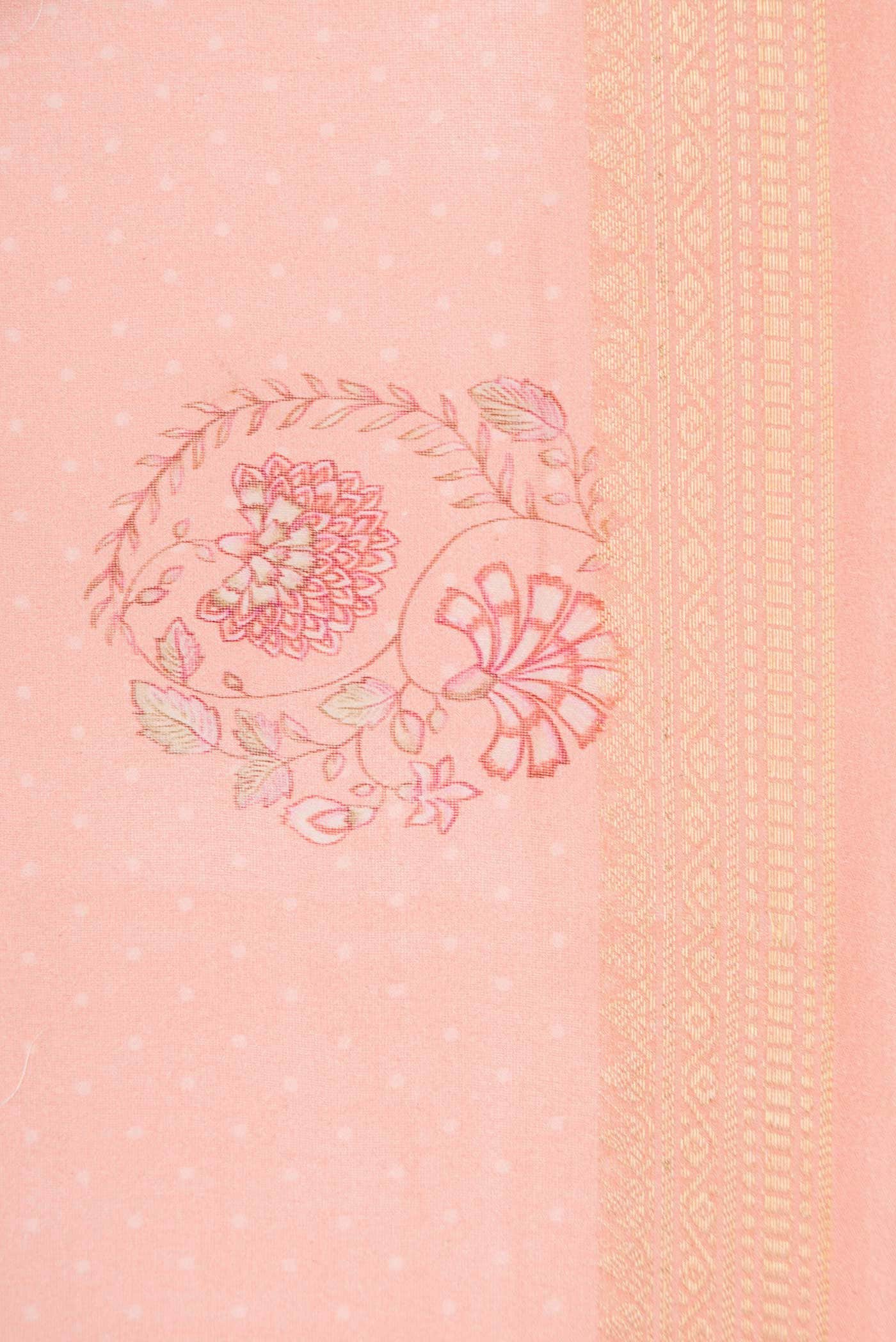 Peach Chanderi Silk Saree