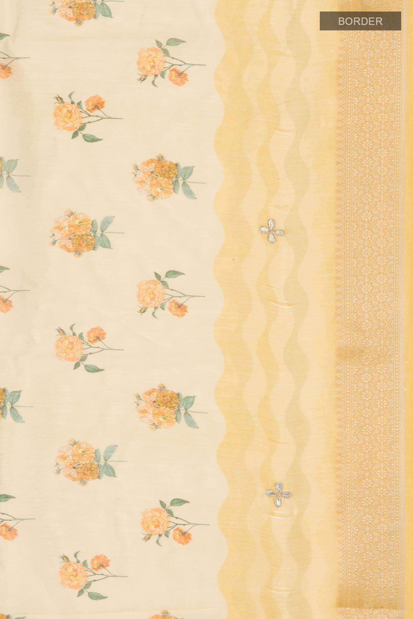 Yellow Tussar Silk Saree