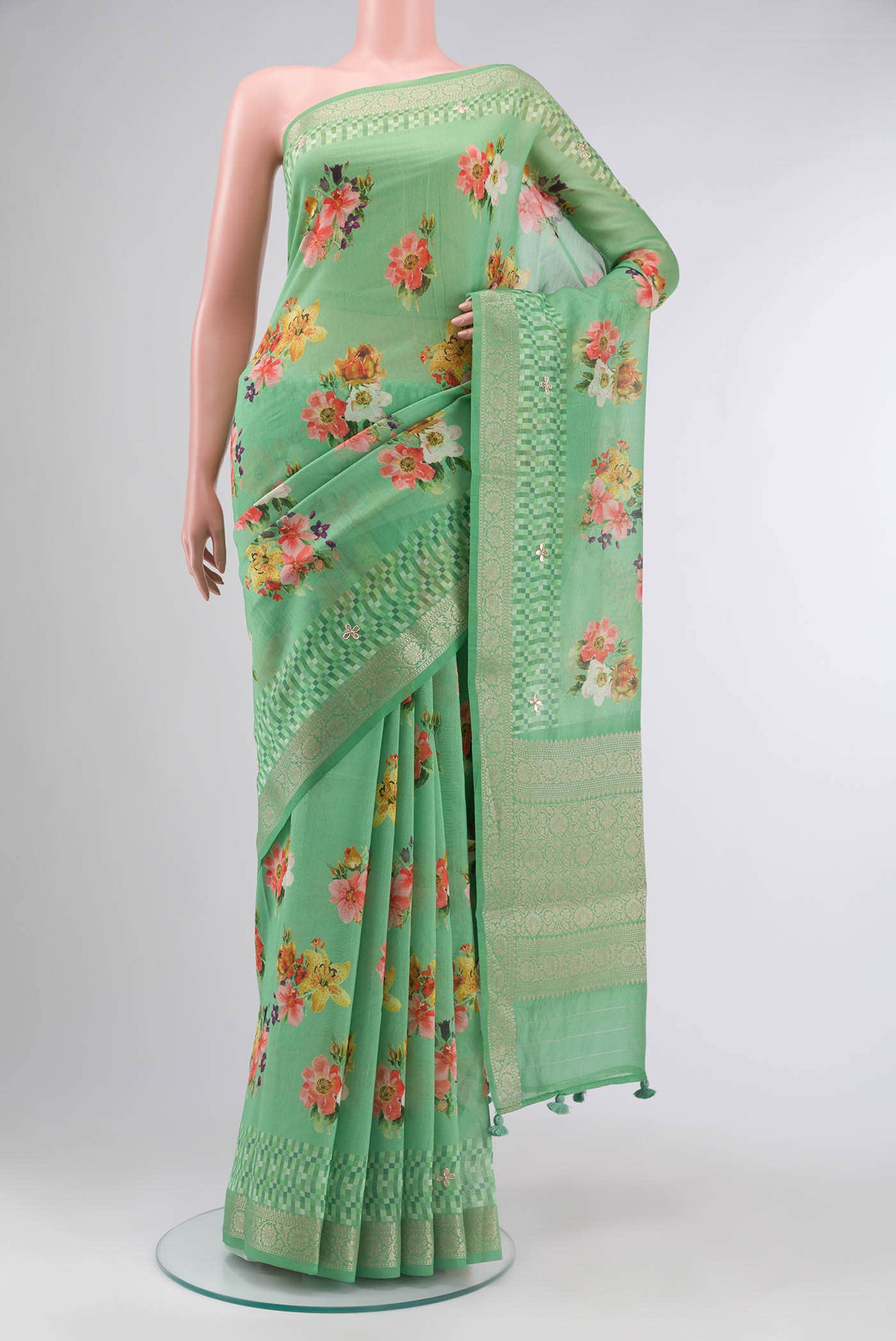 Green Silk Cotton Saree